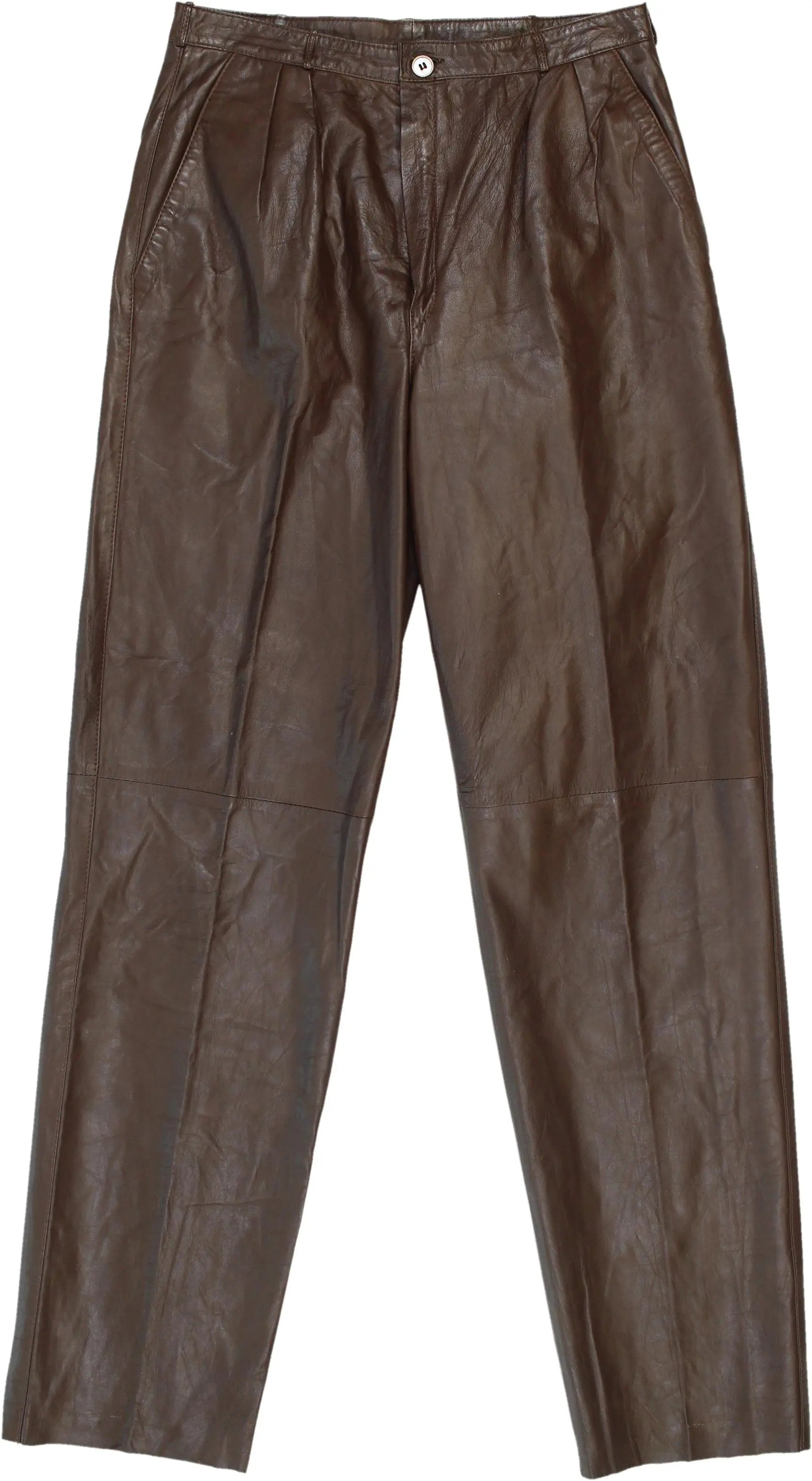 Unknown - Brown Leather Pants- ThriftTale.com - Vintage and second handclothing
