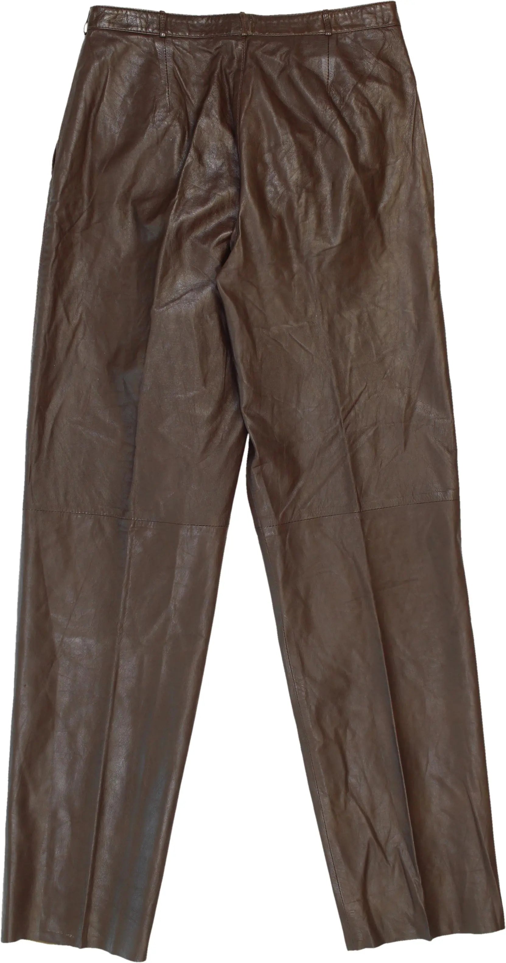 Unknown - Brown Leather Pants- ThriftTale.com - Vintage and second handclothing