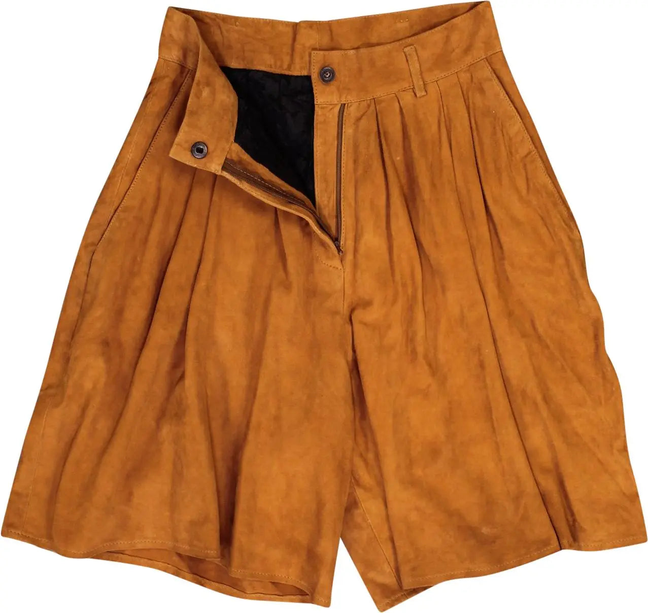 Unknown - Brown Leather Shorts- ThriftTale.com - Vintage and second handclothing