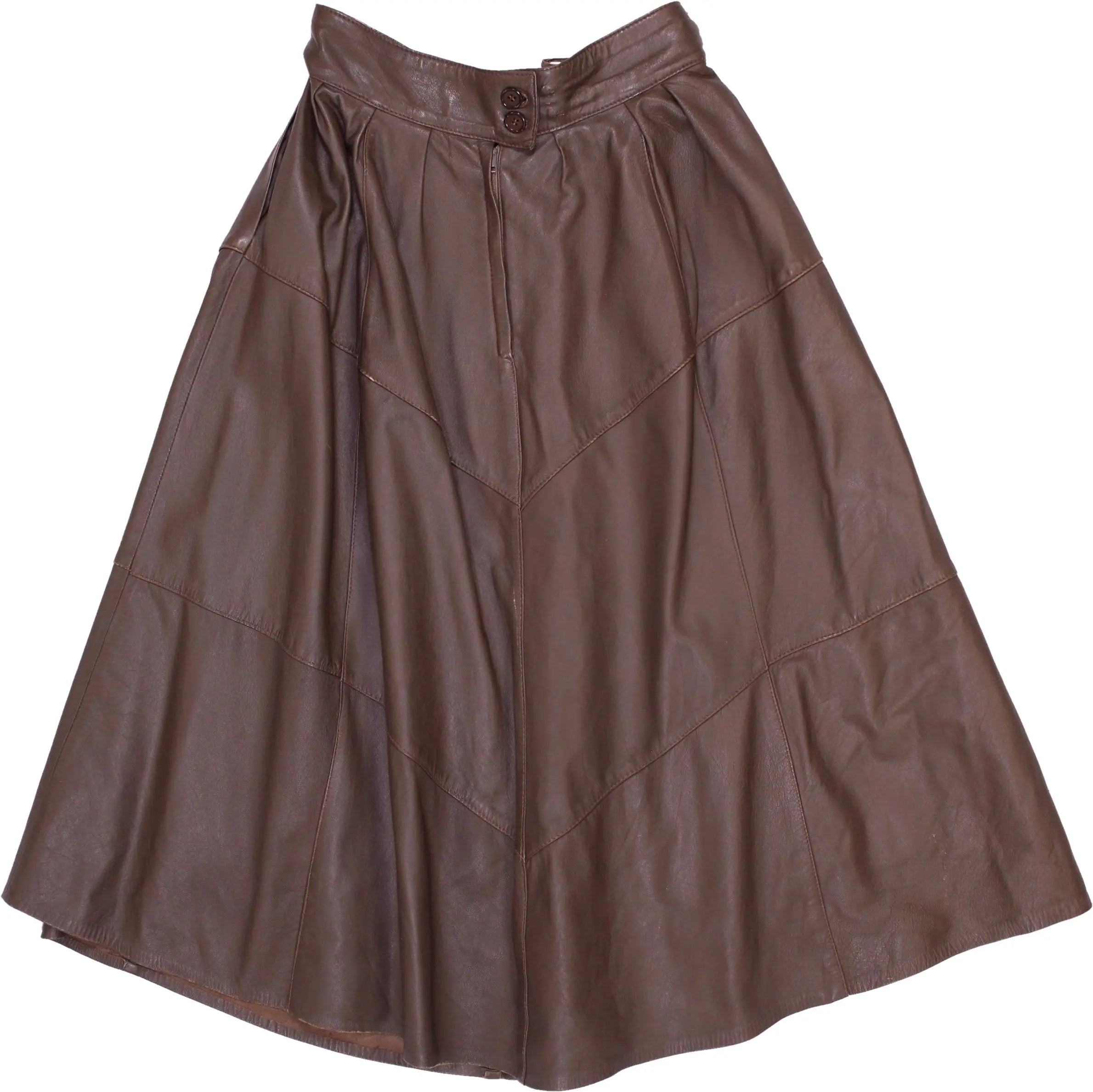 Unknown - Brown Leather Skirt- ThriftTale.com - Vintage and second handclothing