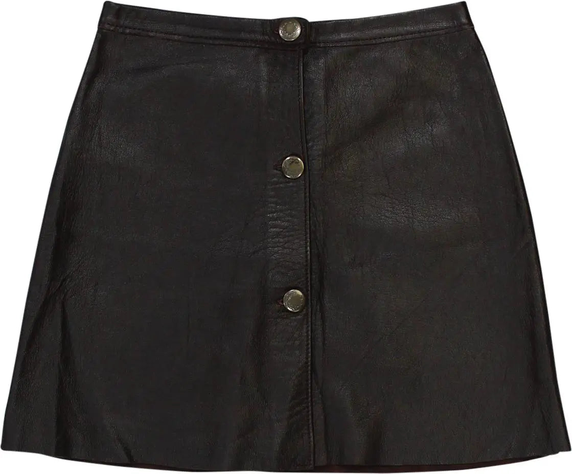 Unknown - Brown Leather Skirt- ThriftTale.com - Vintage and second handclothing