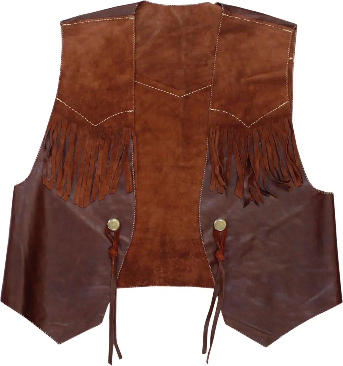 Unknown - Brown Leather Sleeveless Vest- ThriftTale.com - Vintage and second handclothing