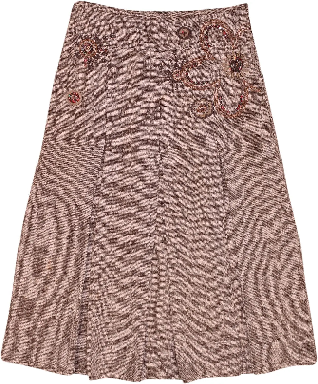 Unknown - Brown Pleated Skirt- ThriftTale.com - Vintage and second handclothing