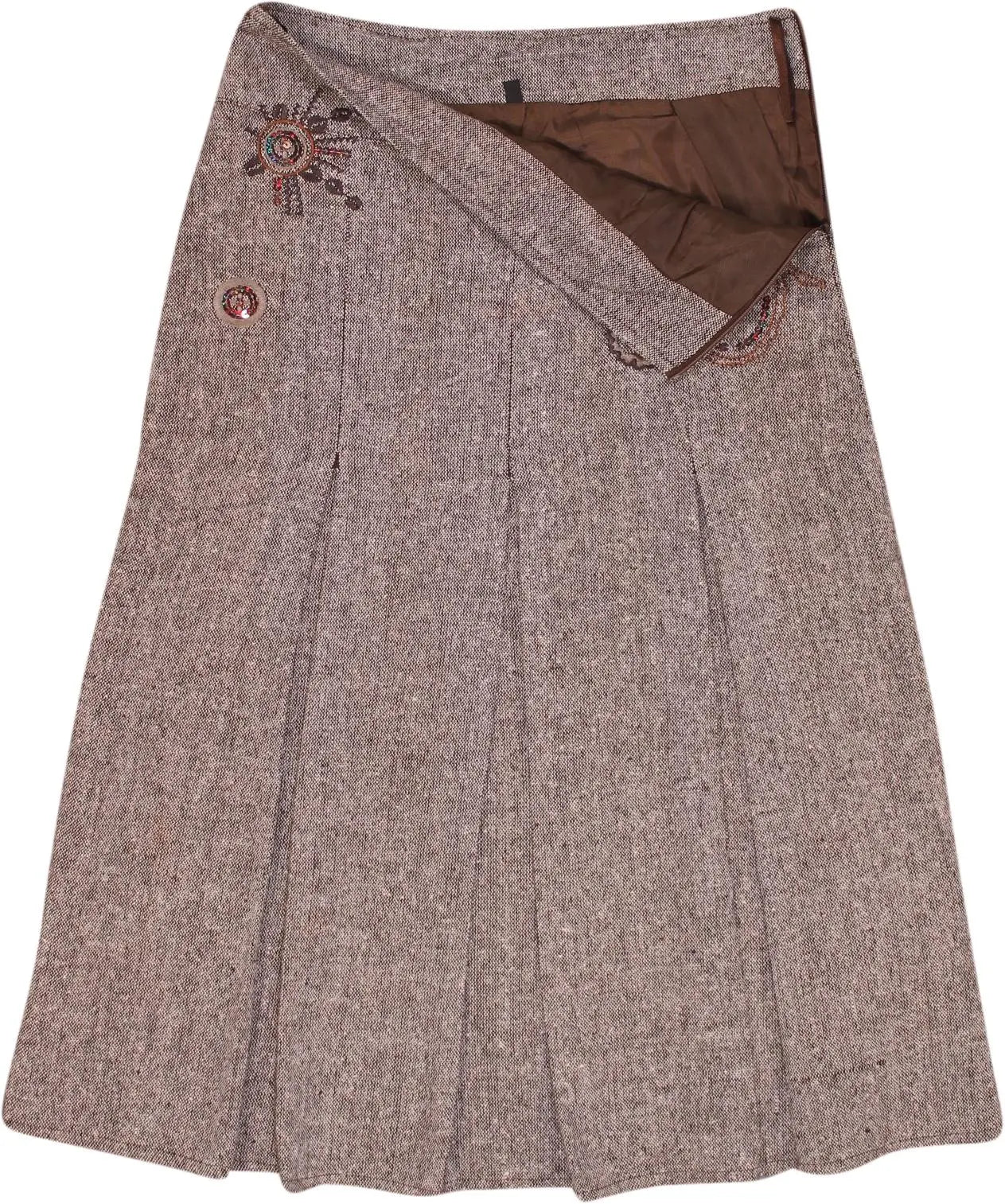 Unknown - Brown Pleated Skirt- ThriftTale.com - Vintage and second handclothing