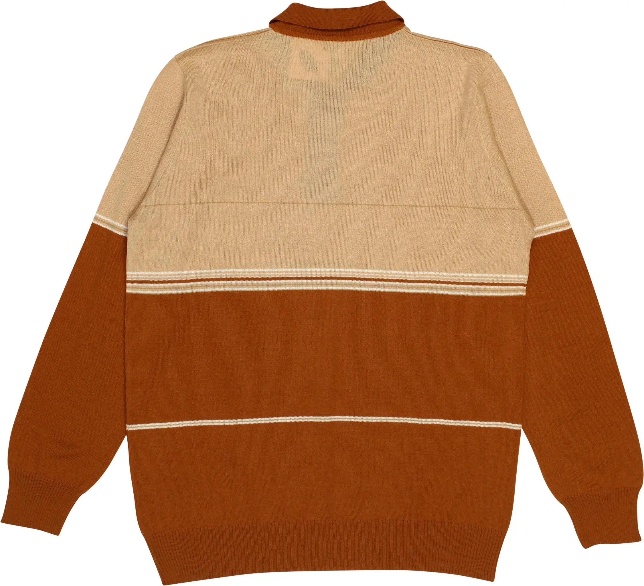 Unknown - Brown Striped Quarter Neck Jumper- ThriftTale.com - Vintage and second handclothing