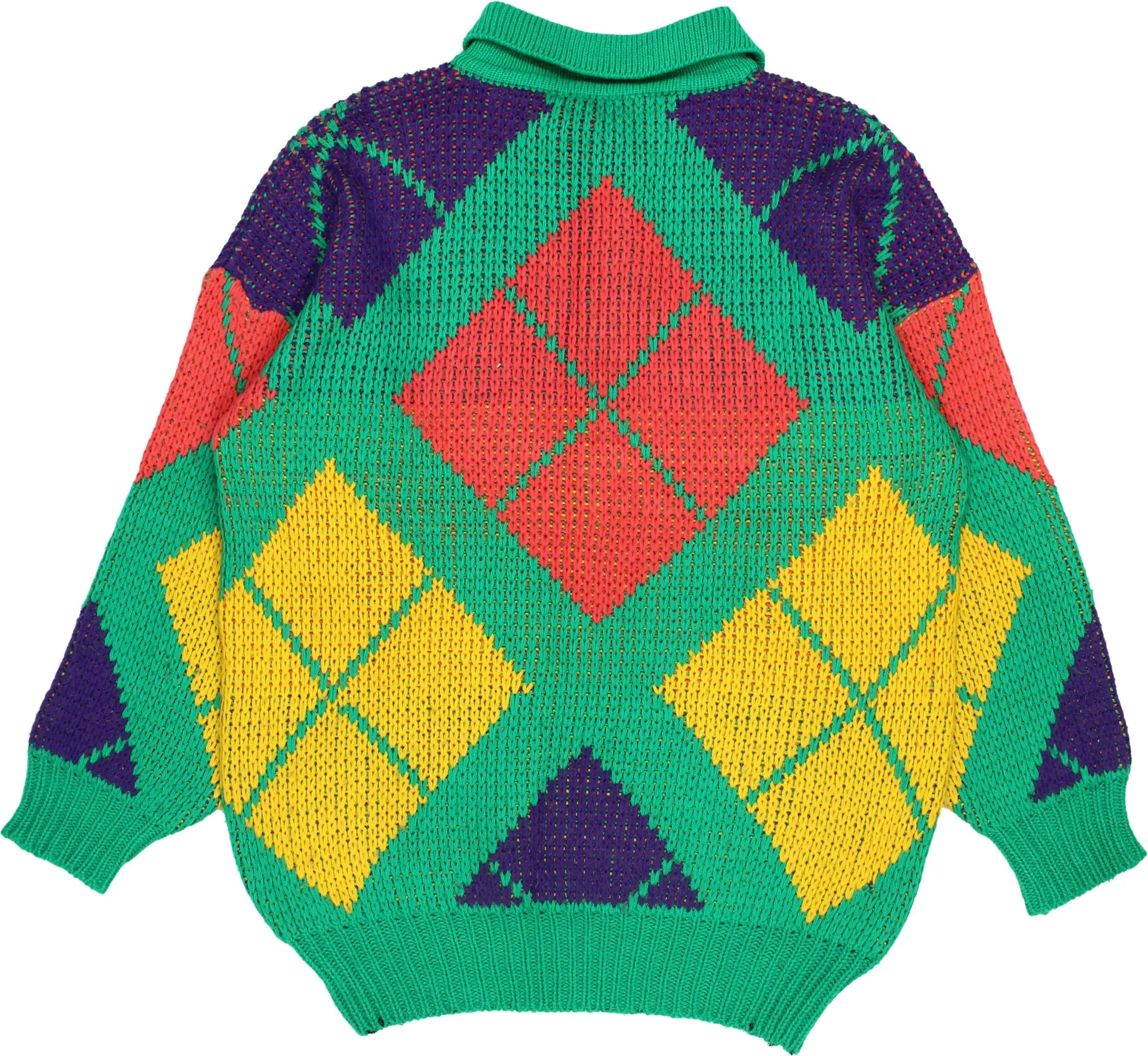 Unknown - Colourful Quarter Neck Jumper- ThriftTale.com - Vintage and second handclothing
