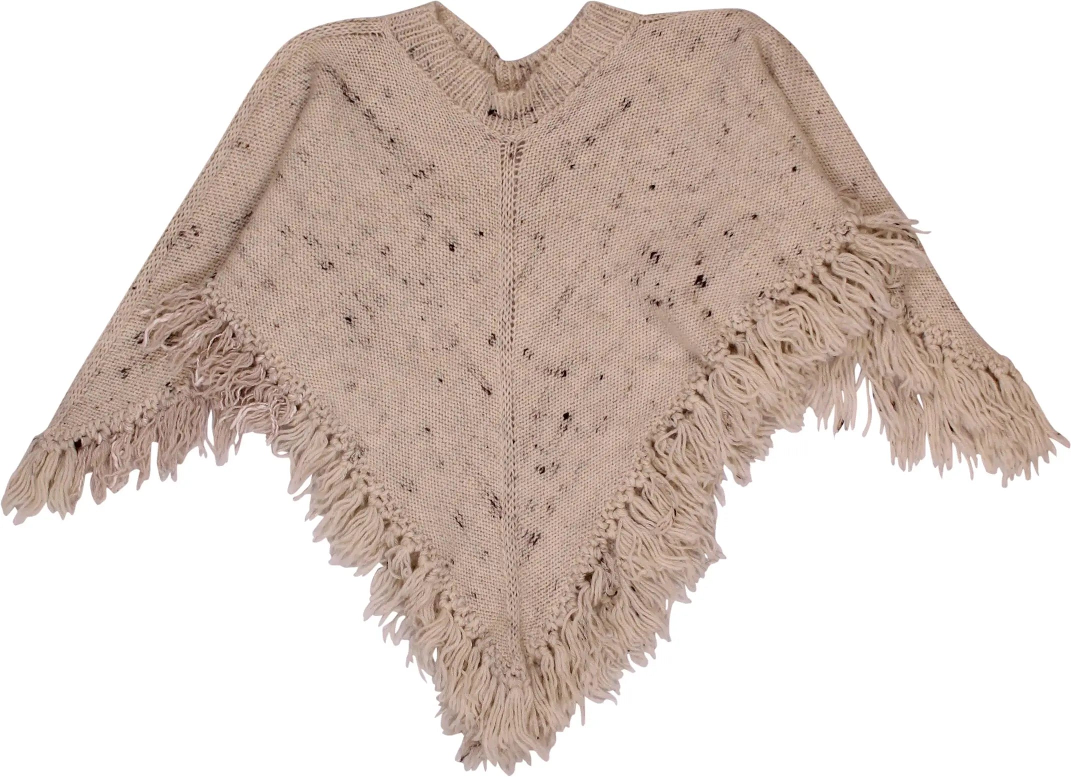 Unknown - Cream Knitted Poncho- ThriftTale.com - Vintage and second handclothing