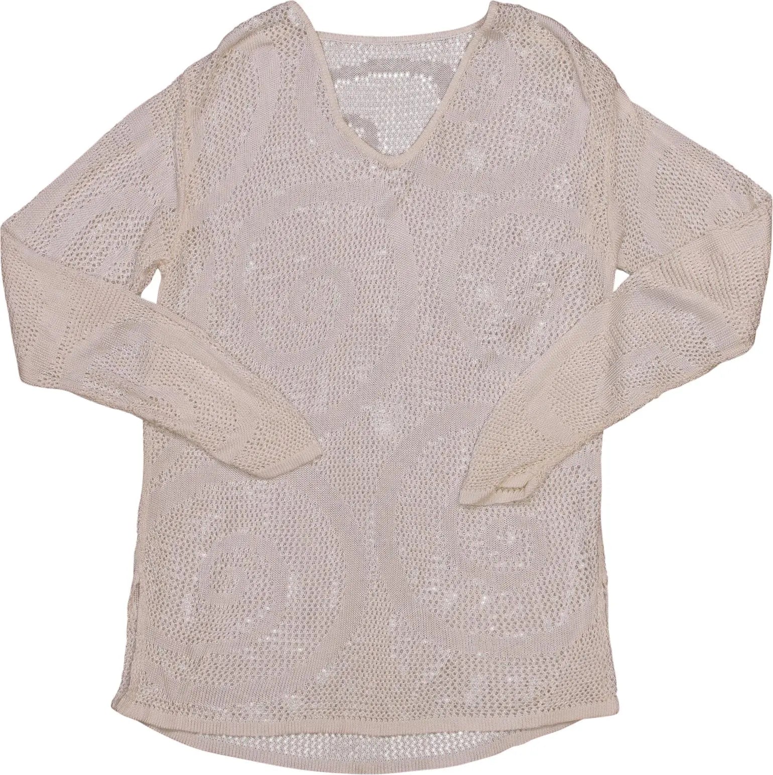 Unknown - Cream Long Sleeve Crochet Top- ThriftTale.com - Vintage and second handclothing