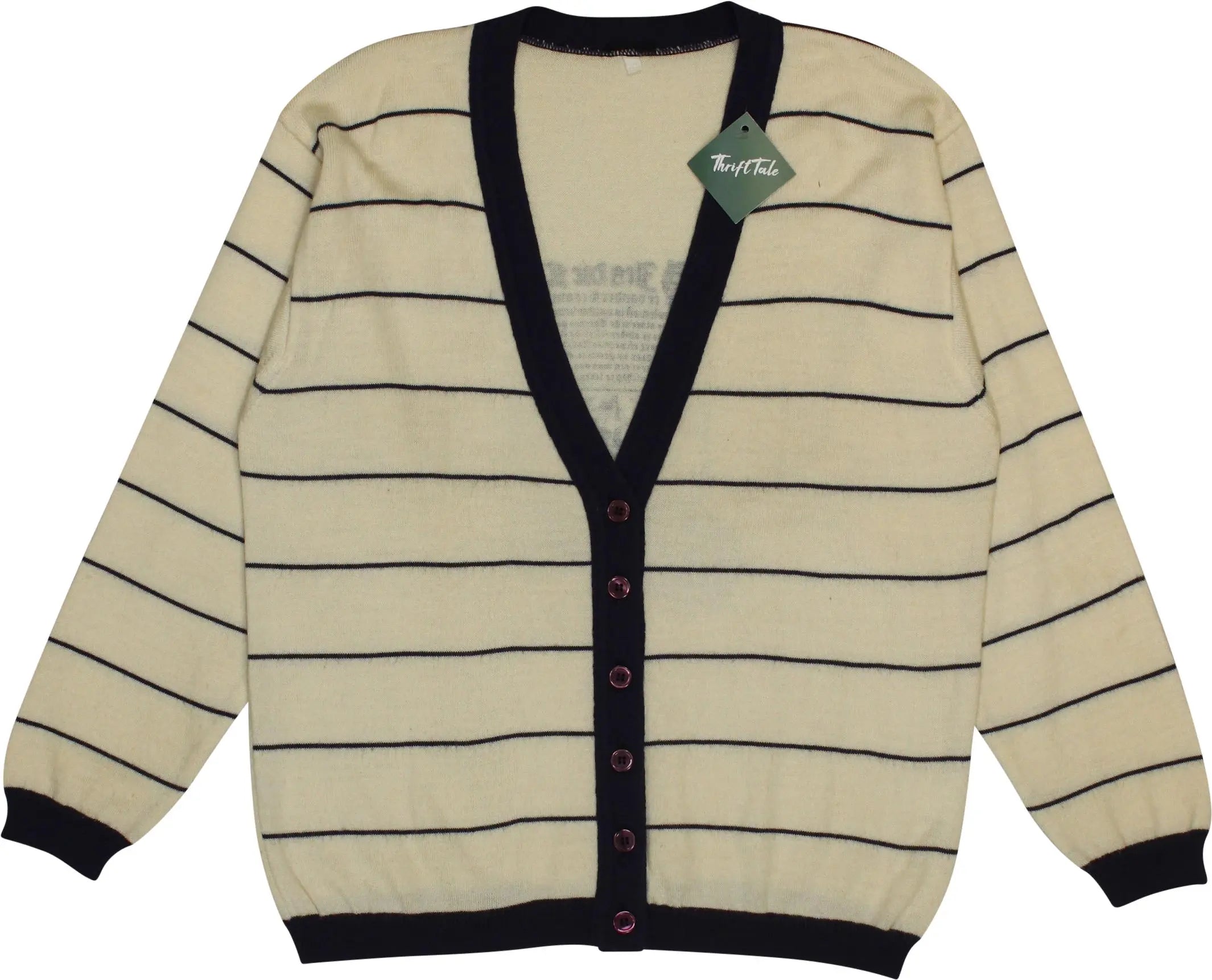 Unknown - Cream Striped Cardigan- ThriftTale.com - Vintage and second handclothing