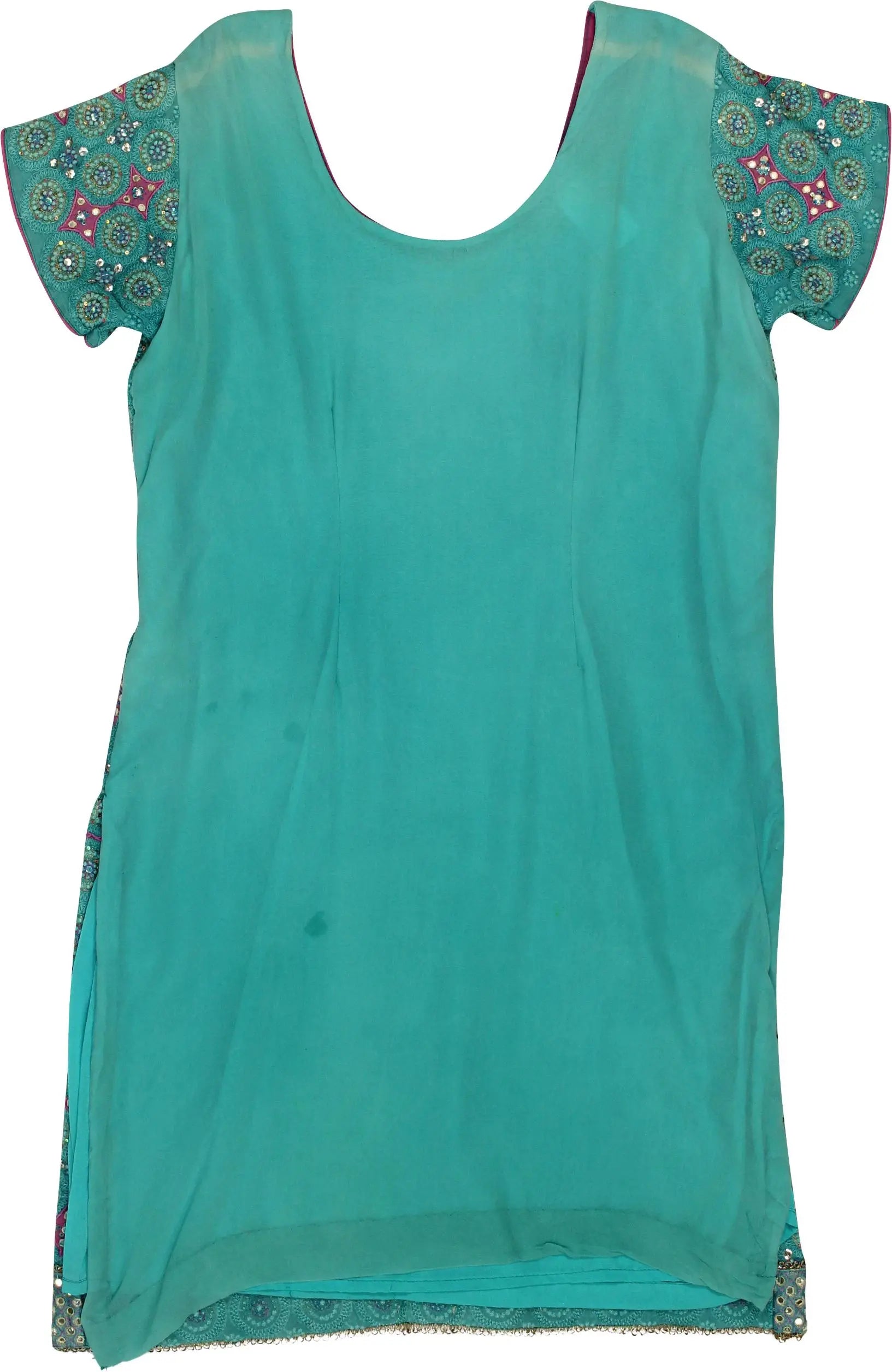 Unknown - Embroidered Kurta Tunic with Sequins- ThriftTale.com - Vintage and second handclothing