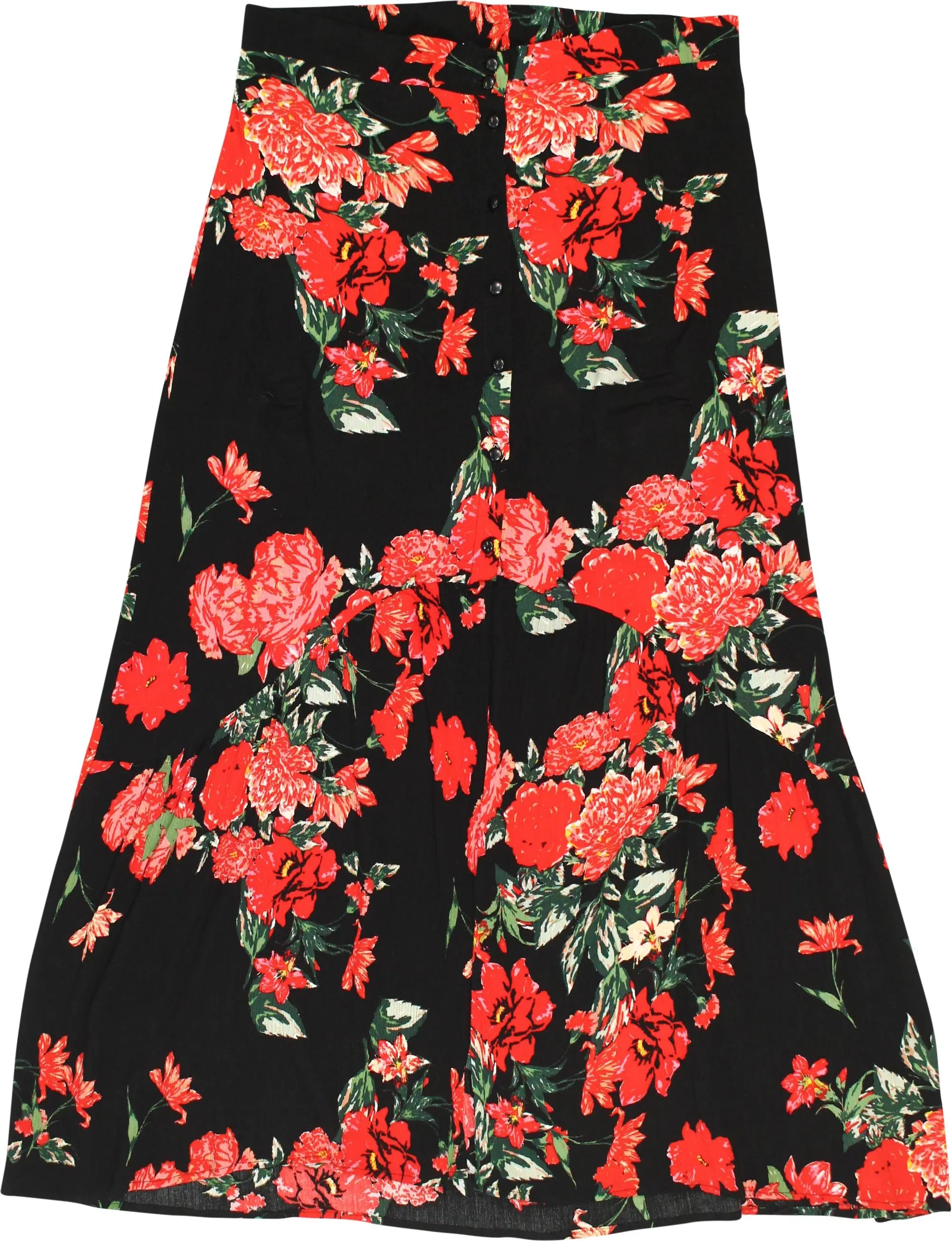 Unknown - Floral Midi Skirt- ThriftTale.com - Vintage and second handclothing