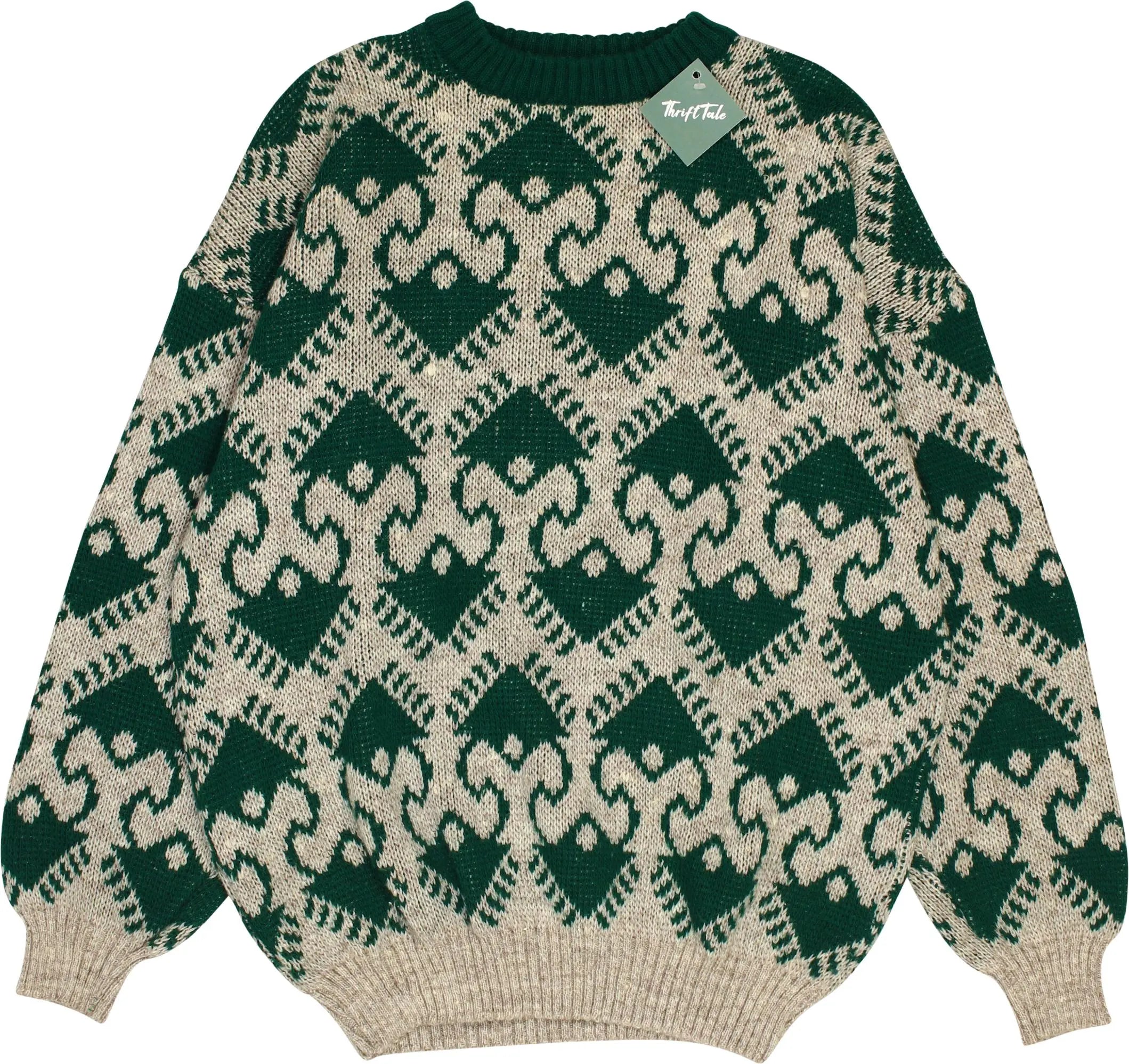 Unknown - Green Patterned Jumper- ThriftTale.com - Vintage and second handclothing