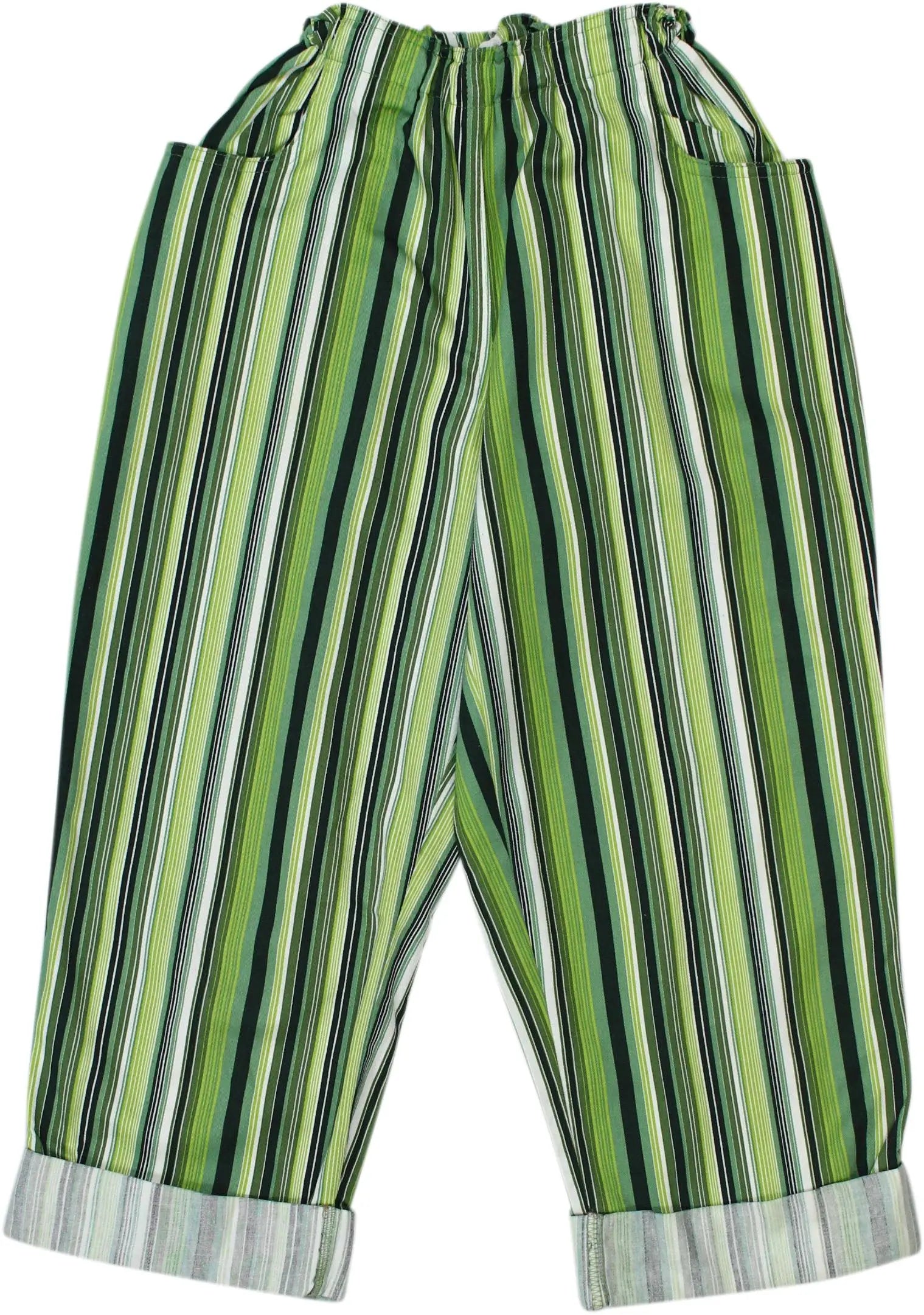 Unknown - Green Wide Striped Trousers- ThriftTale.com - Vintage and second handclothing