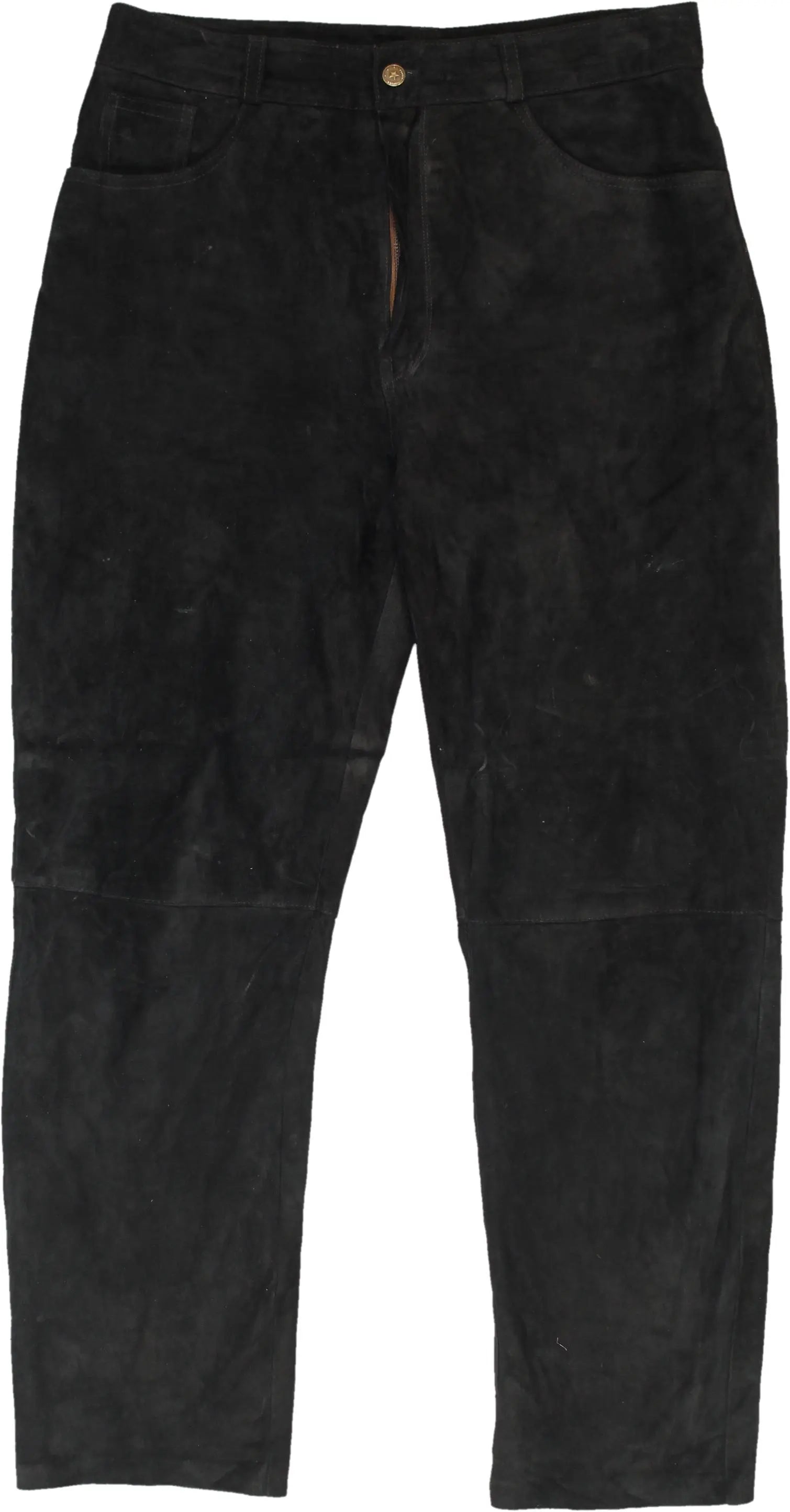 Unknown - High Waisted Suede Black Pants- ThriftTale.com - Vintage and second handclothing