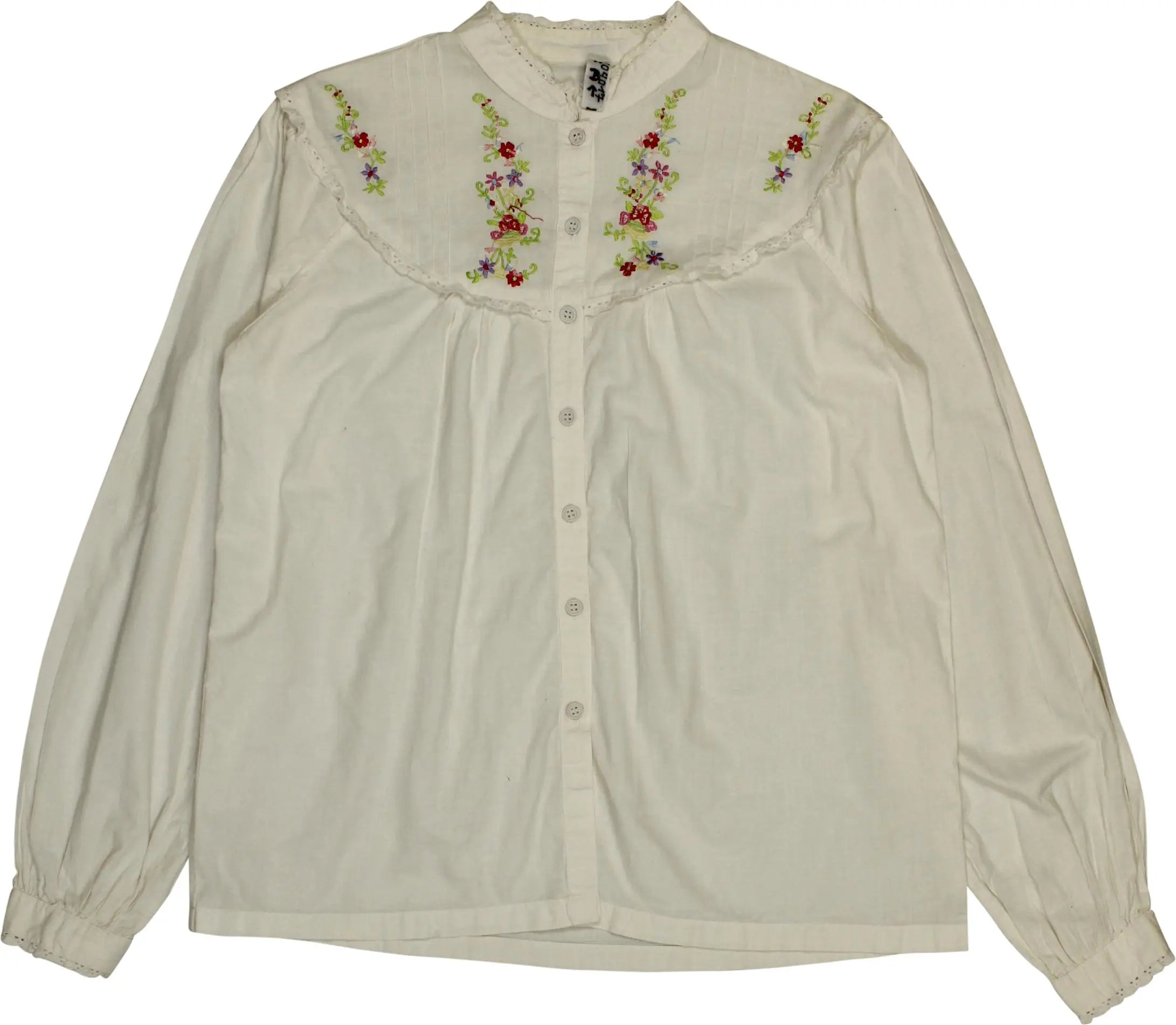 Unknown - Lace Shirt with Embroided Details- ThriftTale.com - Vintage and second handclothing