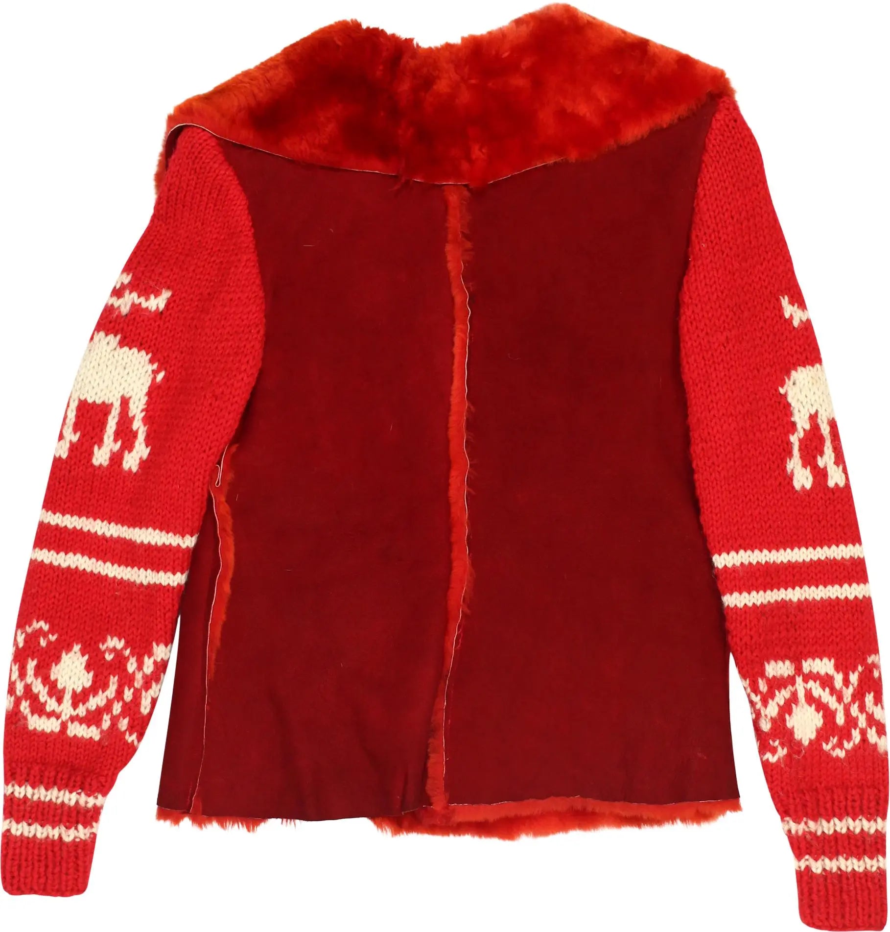 Unknown - Lammy Jacket with Knitted Sleeves- ThriftTale.com - Vintage and second handclothing