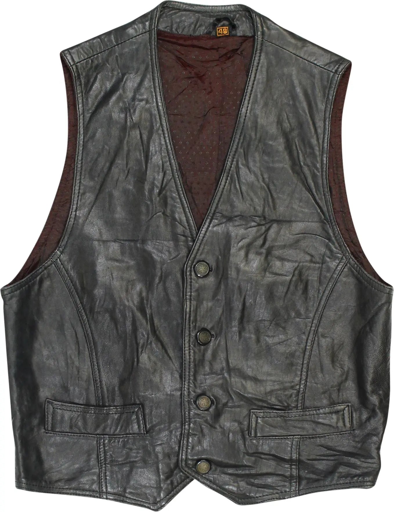 Unknown - Leather Gilet- ThriftTale.com - Vintage and second handclothing