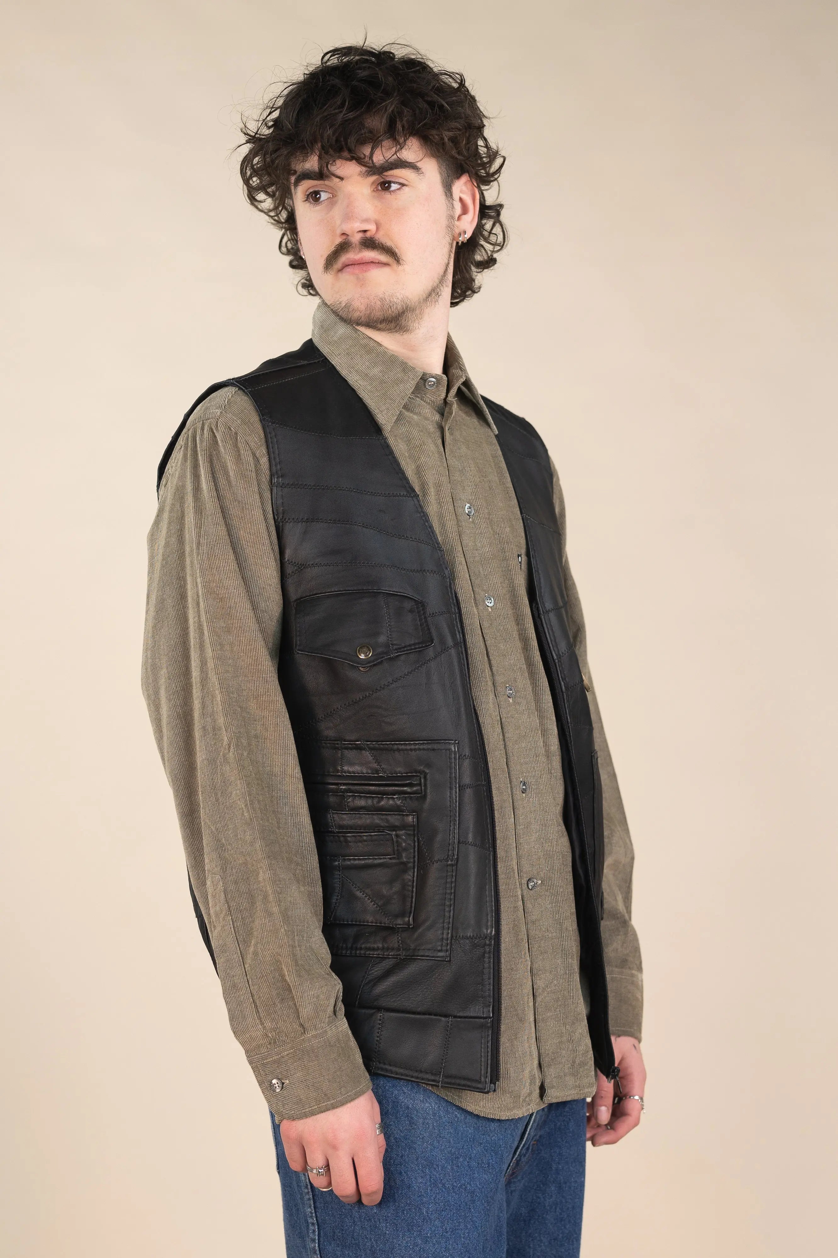 Unknown - Leather Waistcoat- ThriftTale.com - Vintage and second handclothing
