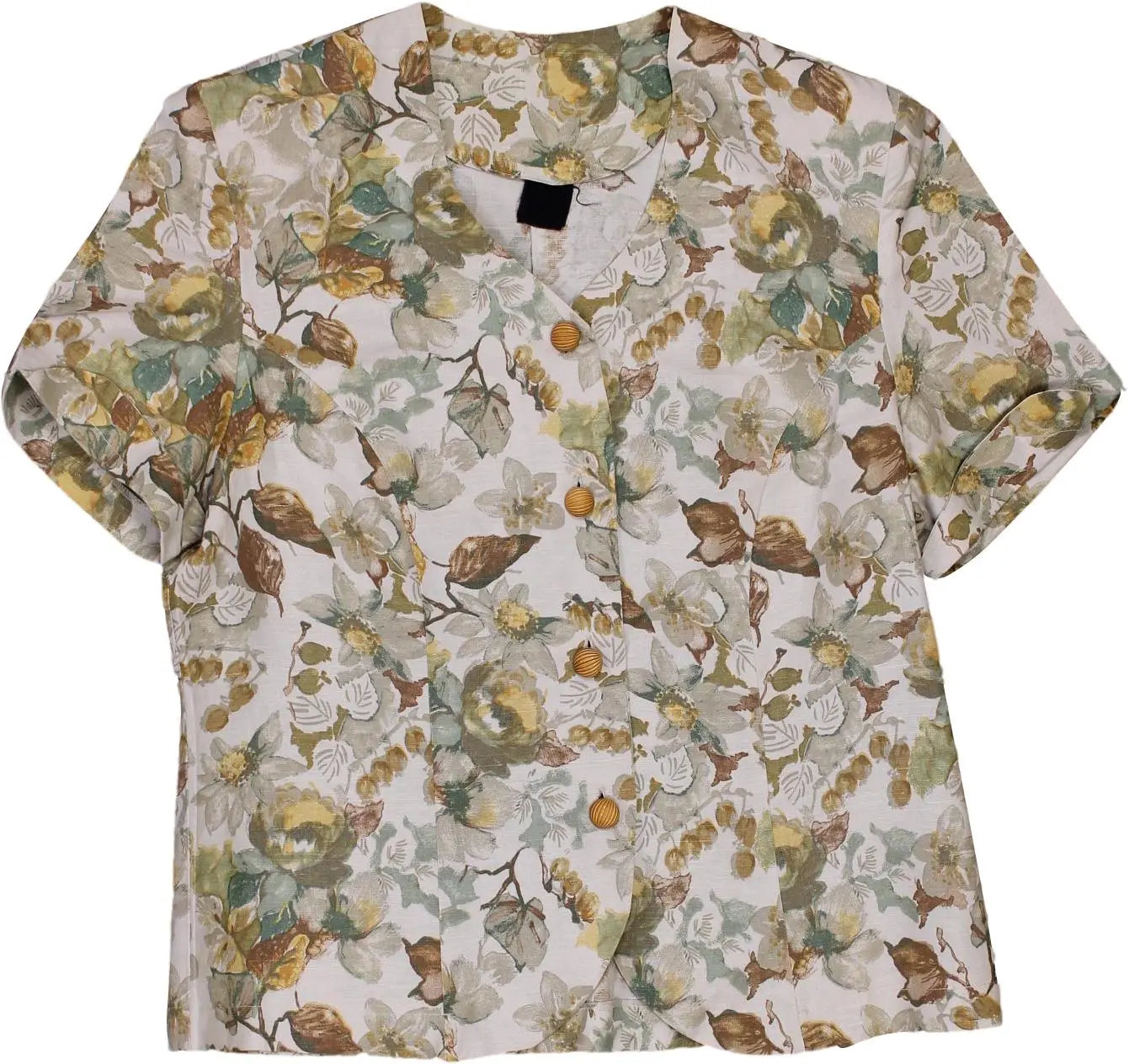 Unknown - Linen Floral Blouse- ThriftTale.com - Vintage and second handclothing