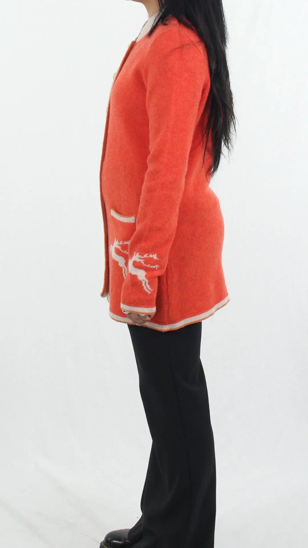 Unknown - Orange Merino Wool Cardigan- ThriftTale.com - Vintage and second handclothing