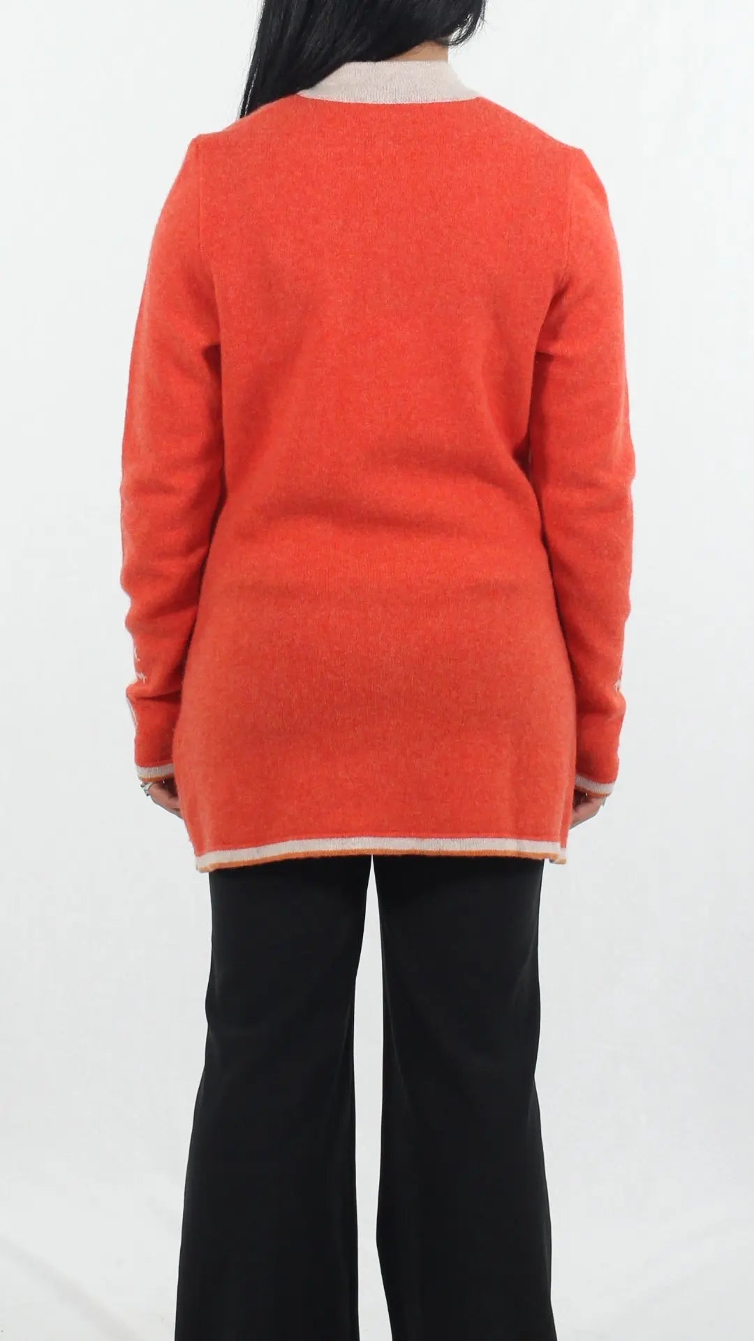 Unknown - Orange Merino Wool Cardigan- ThriftTale.com - Vintage and second handclothing