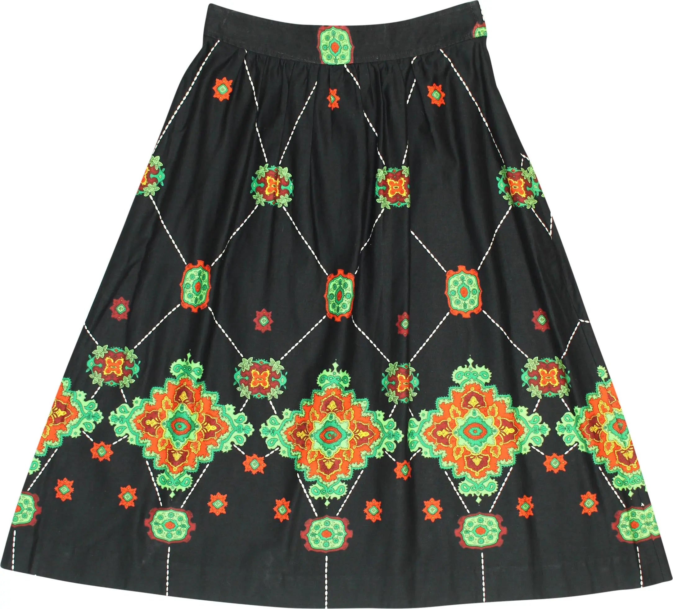 Unknown - Patterned Midi Skirt- ThriftTale.com - Vintage and second handclothing