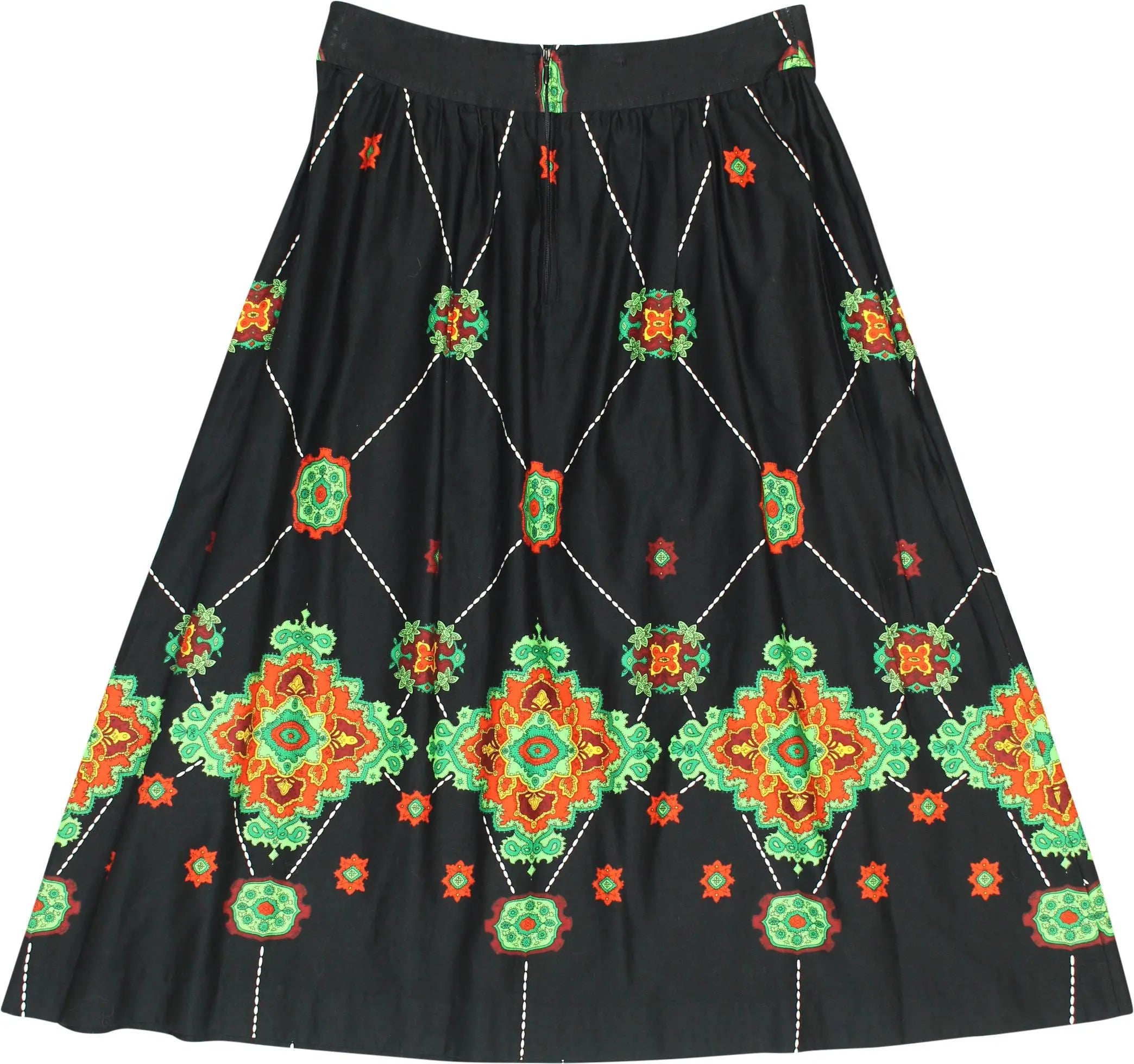 Unknown - Patterned Midi Skirt- ThriftTale.com - Vintage and second handclothing