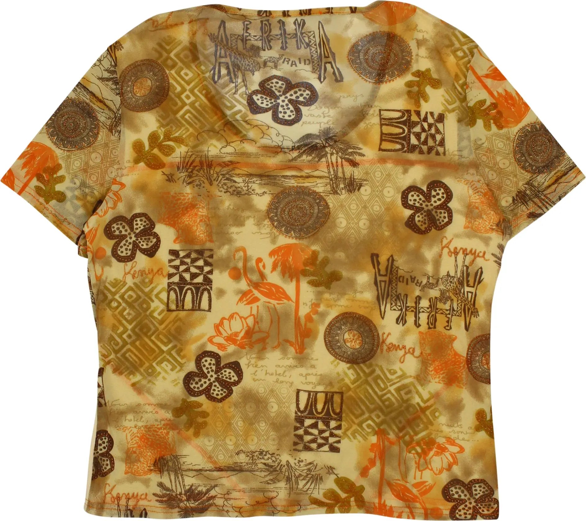 Unknown - Patterned T-shirt- ThriftTale.com - Vintage and second handclothing