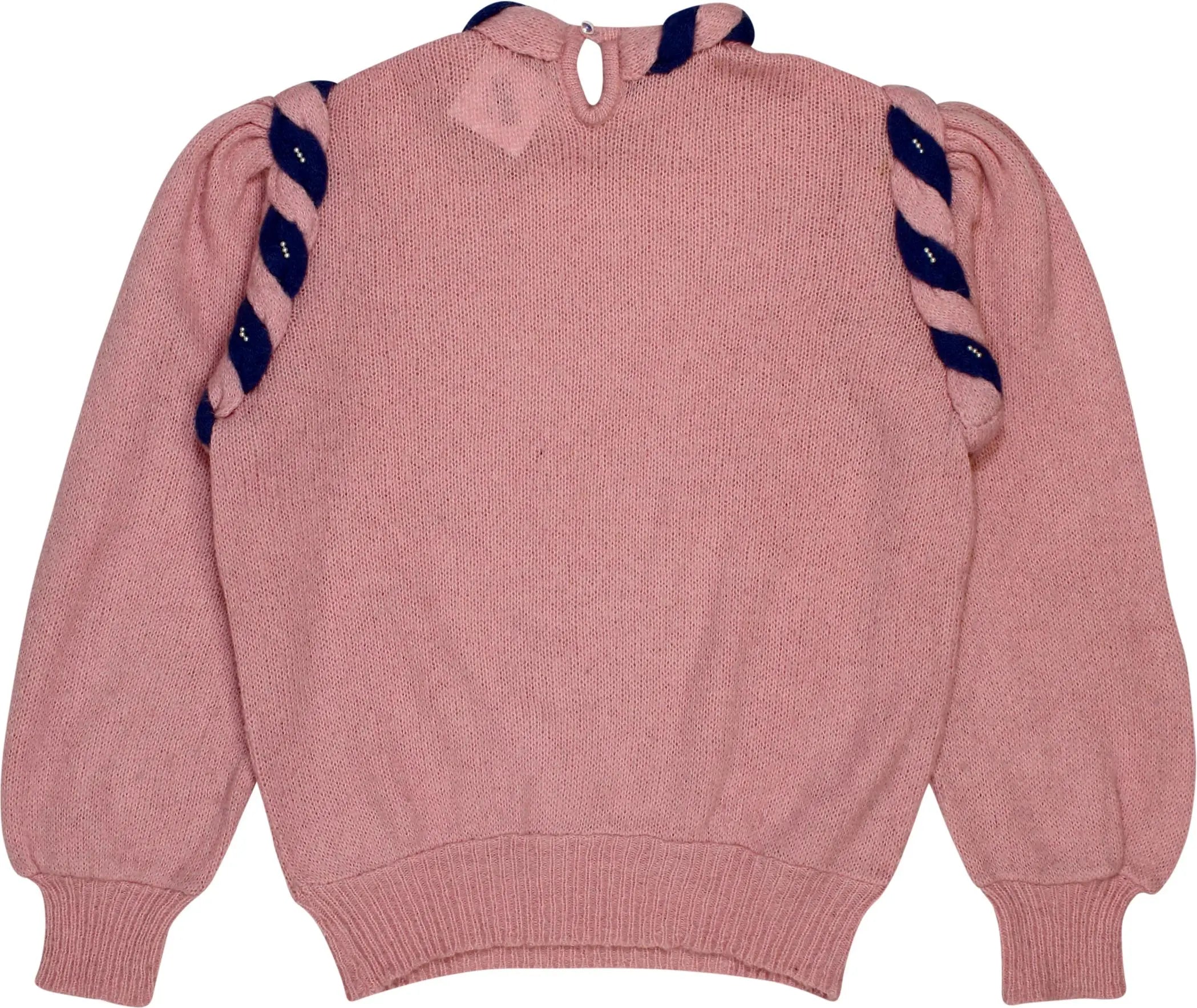 Unknown - Pink Puff Sleeve Knitted Jumper- ThriftTale.com - Vintage and second handclothing