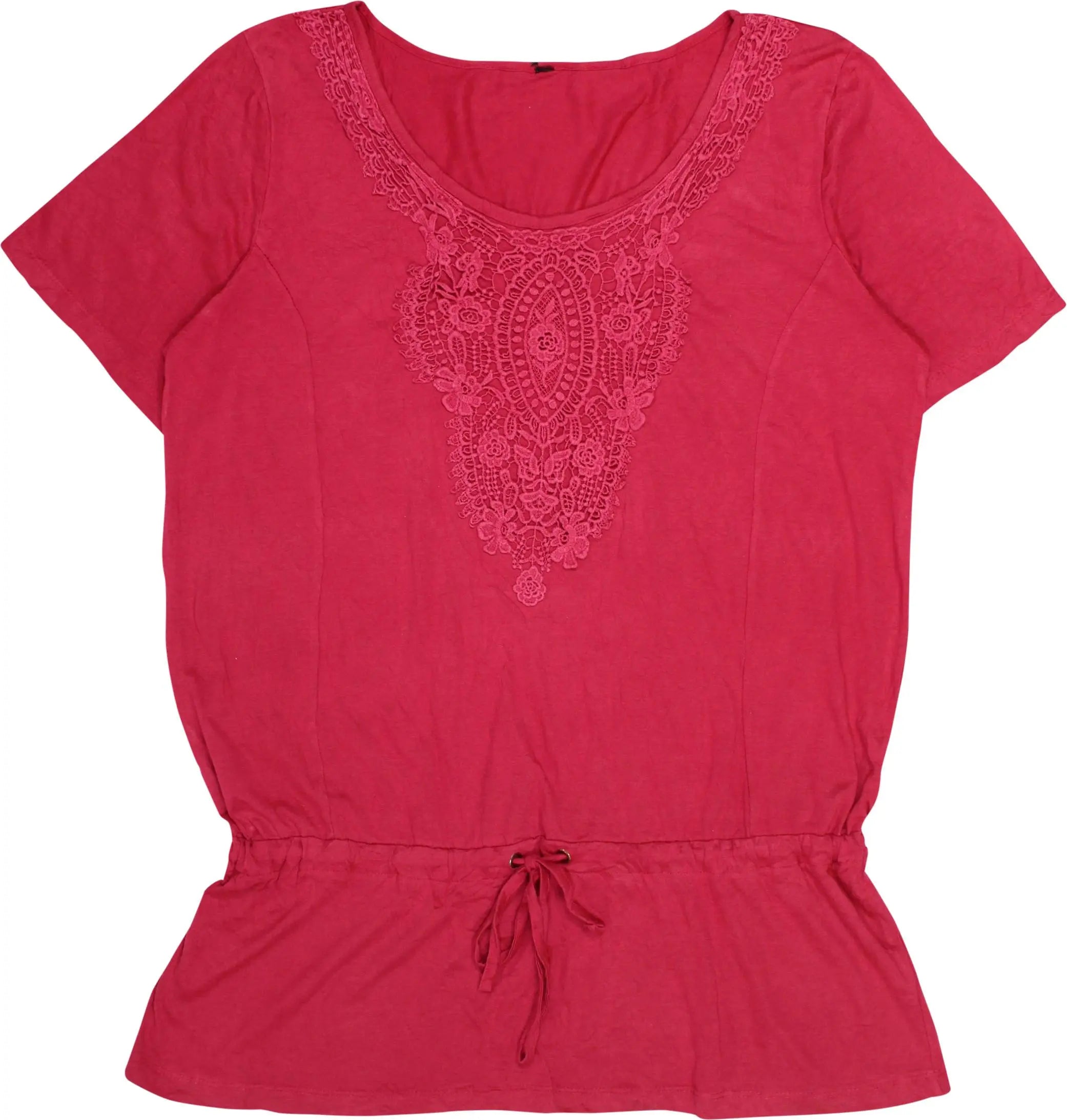 Unknown - Pink Short Sleeve Top with Embroidery- ThriftTale.com - Vintage and second handclothing