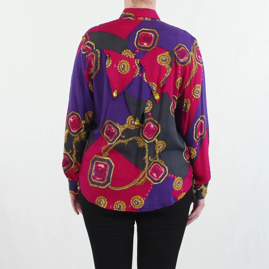 Unknown - Printed Blouse- ThriftTale.com - Vintage and second handclothing
