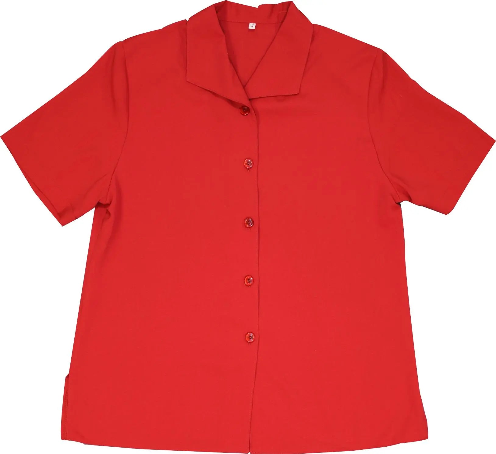 Unknown - Red Blouse with Shoulder Pads- ThriftTale.com - Vintage and second handclothing