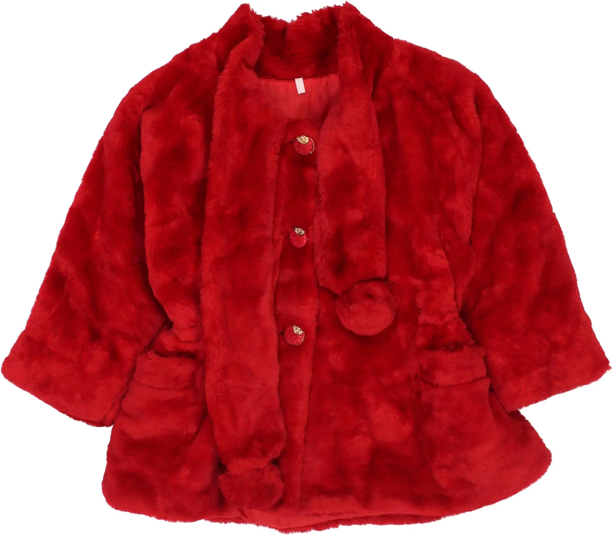 Unknown - Red Faux Fur Coat- ThriftTale.com - Vintage and second handclothing