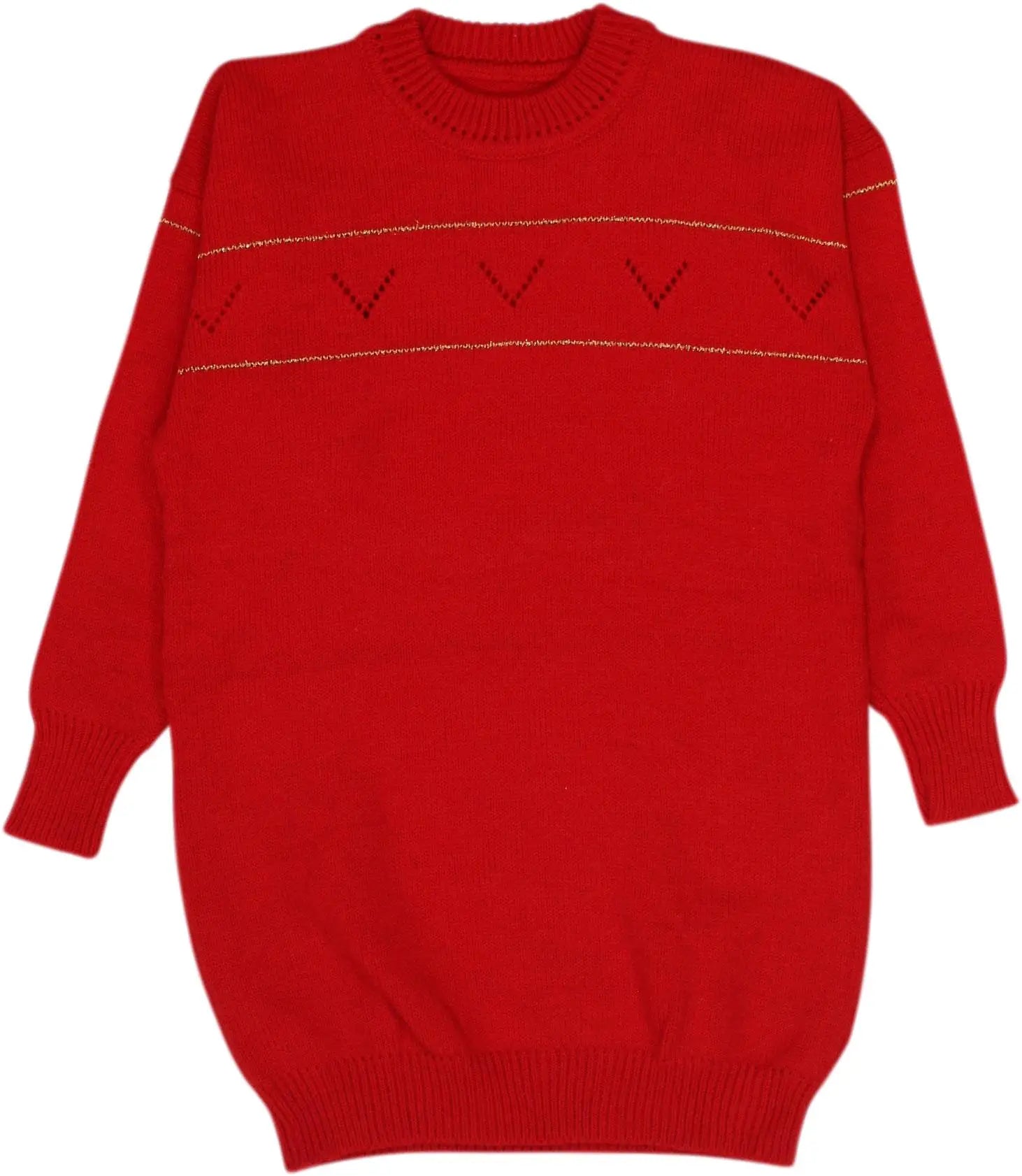 Unknown - Red Knitted Sweater- ThriftTale.com - Vintage and second handclothing
