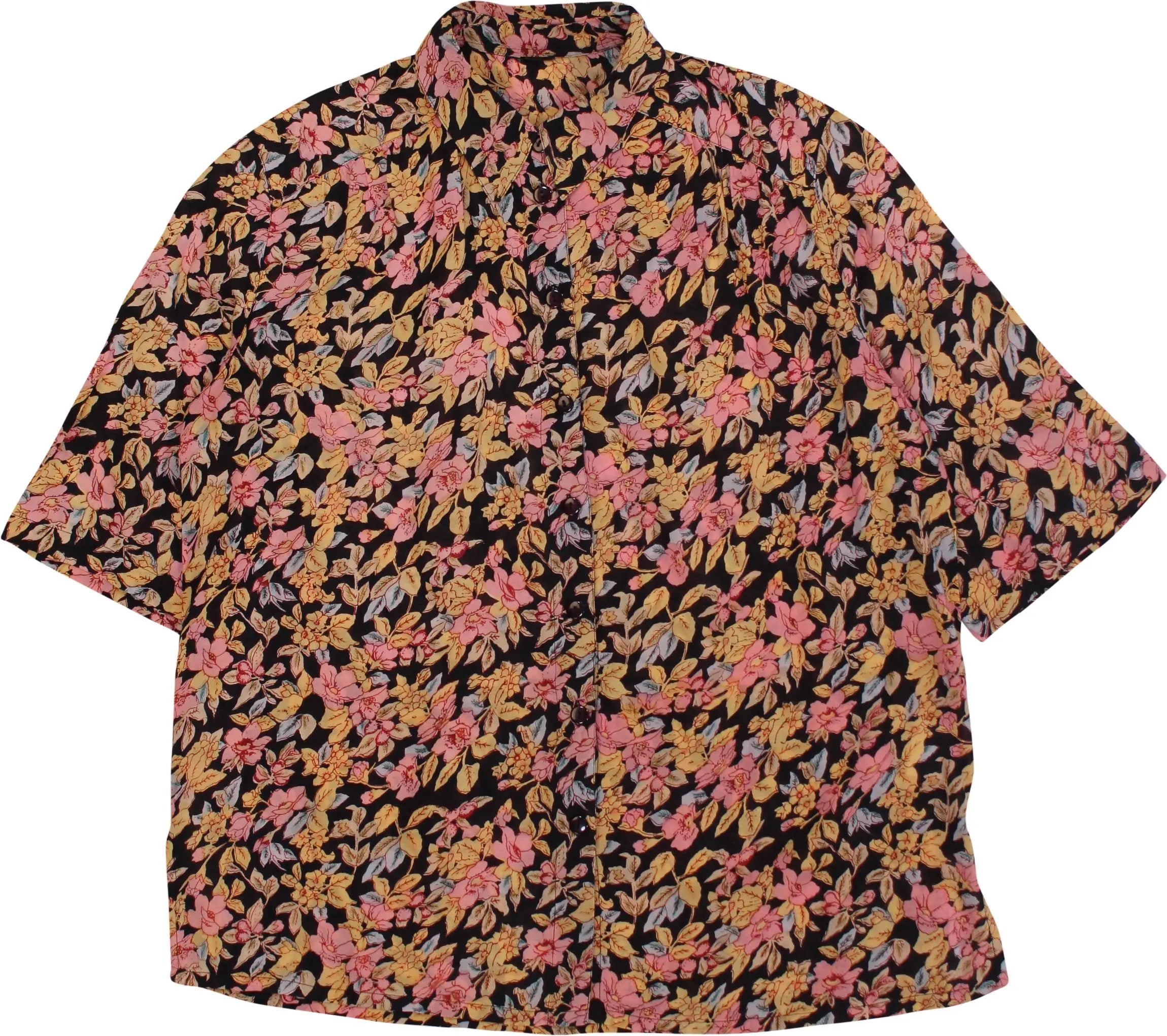 Unknown - See Through Blouse with Flower Print- ThriftTale.com - Vintage and second handclothing
