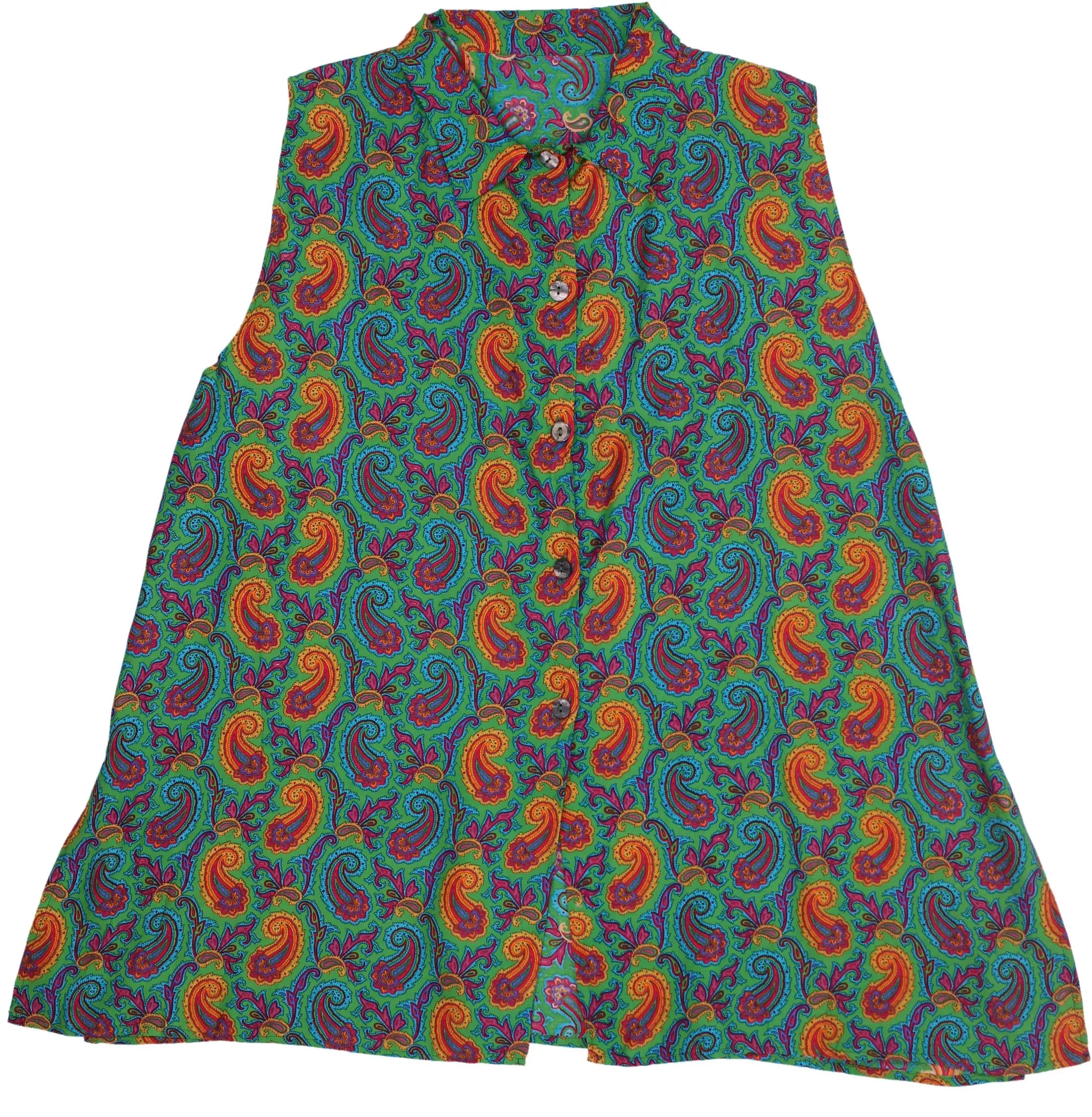 Unknown - Sleeveless Blouse with Paisley Print- ThriftTale.com - Vintage and second handclothing