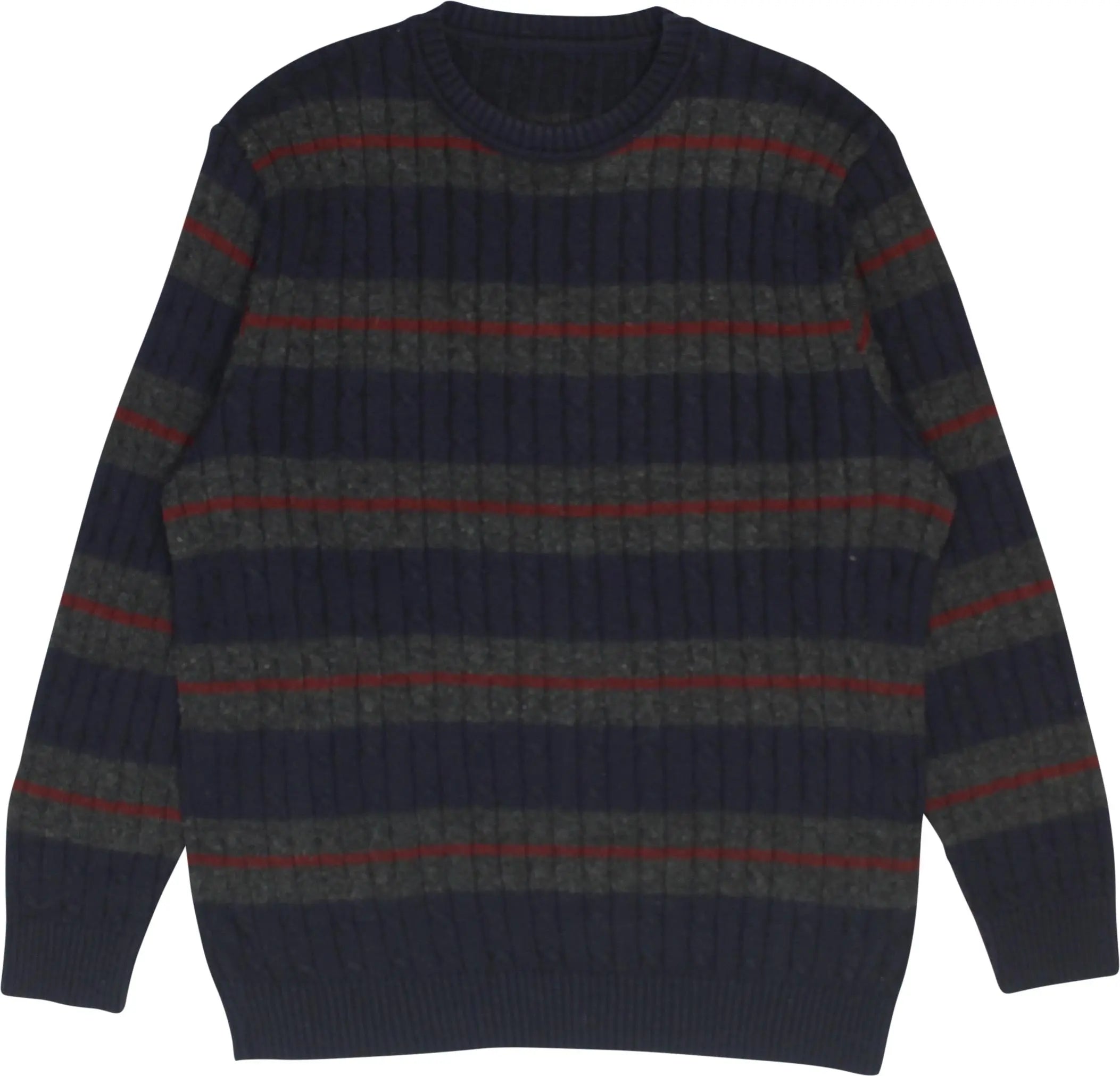 Unknown - Striped Cable Knit Jumper- ThriftTale.com - Vintage and second handclothing