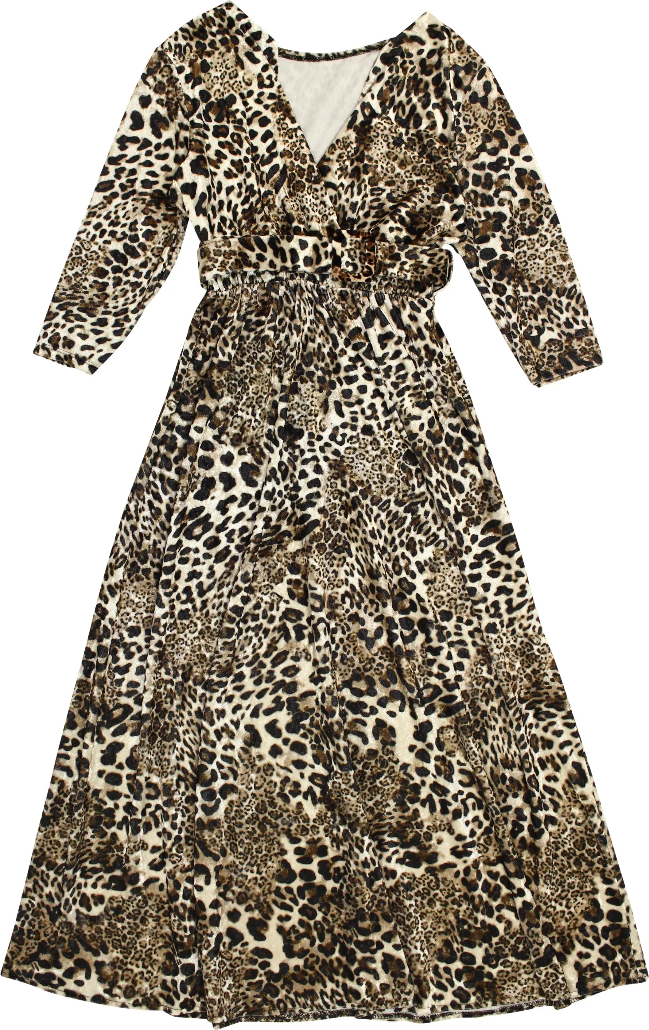 Unknown - Velvet Dress with Animal Print- ThriftTale.com - Vintage and second handclothing