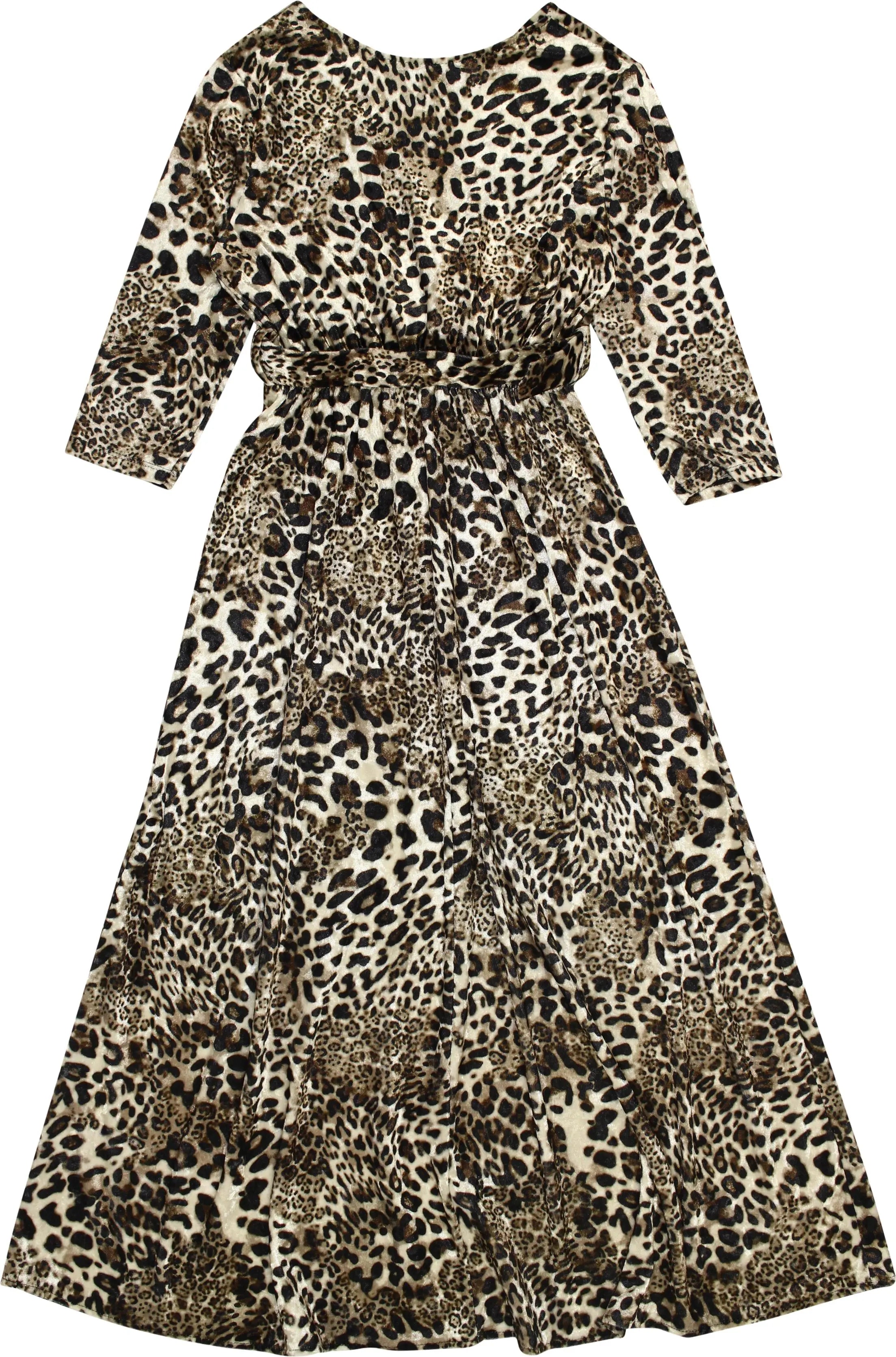 Unknown - Velvet Dress with Animal Print- ThriftTale.com - Vintage and second handclothing