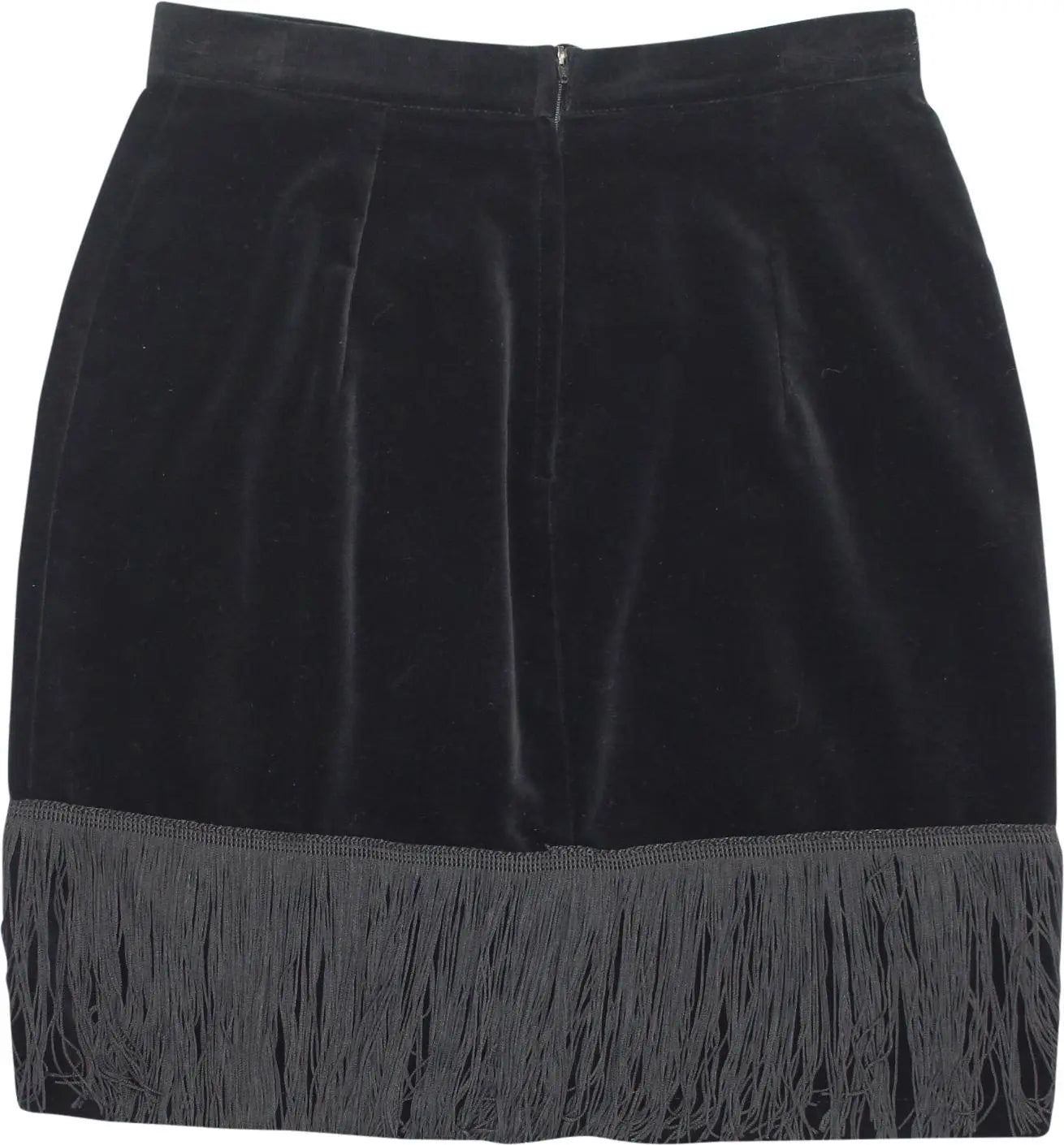 Unknown - Velvet Fringe Skirt- ThriftTale.com - Vintage and second handclothing