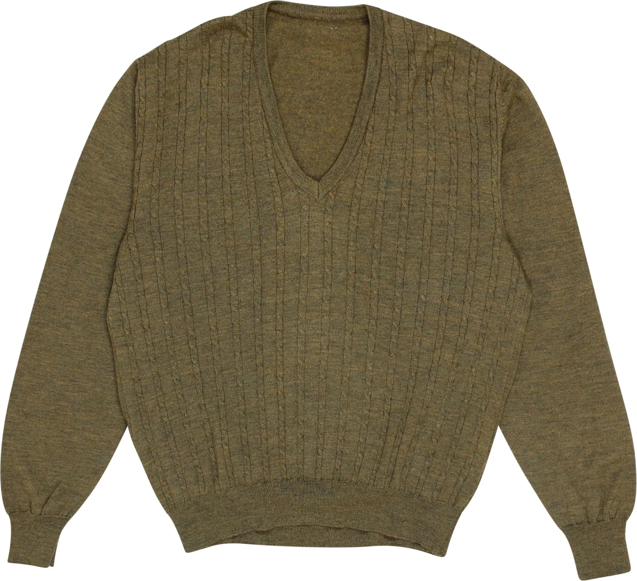 Unknown - Wool Cable Knit V-Neck Jumper- ThriftTale.com - Vintage and second handclothing