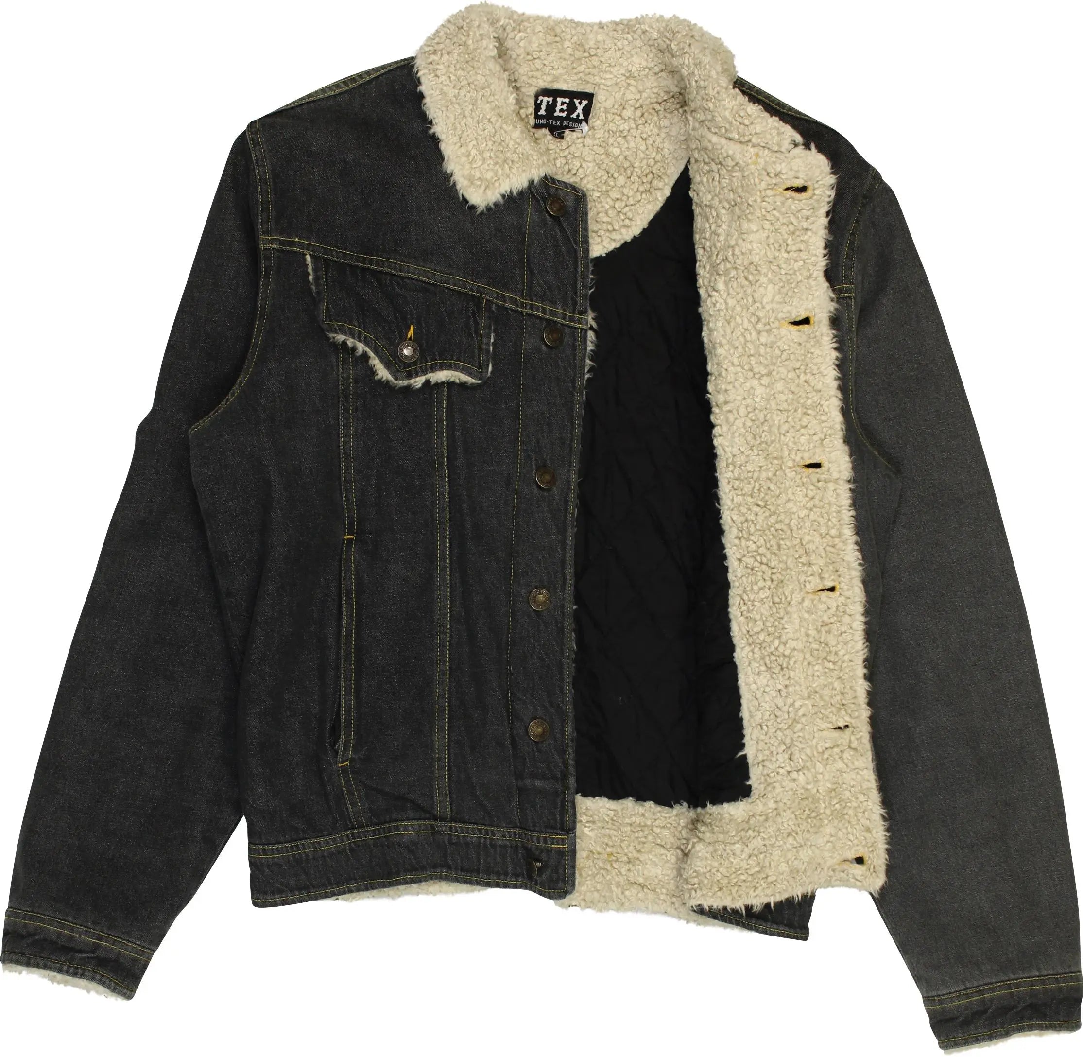 Uno-Tex Design - Teddy Denim Jacket- ThriftTale.com - Vintage and second handclothing