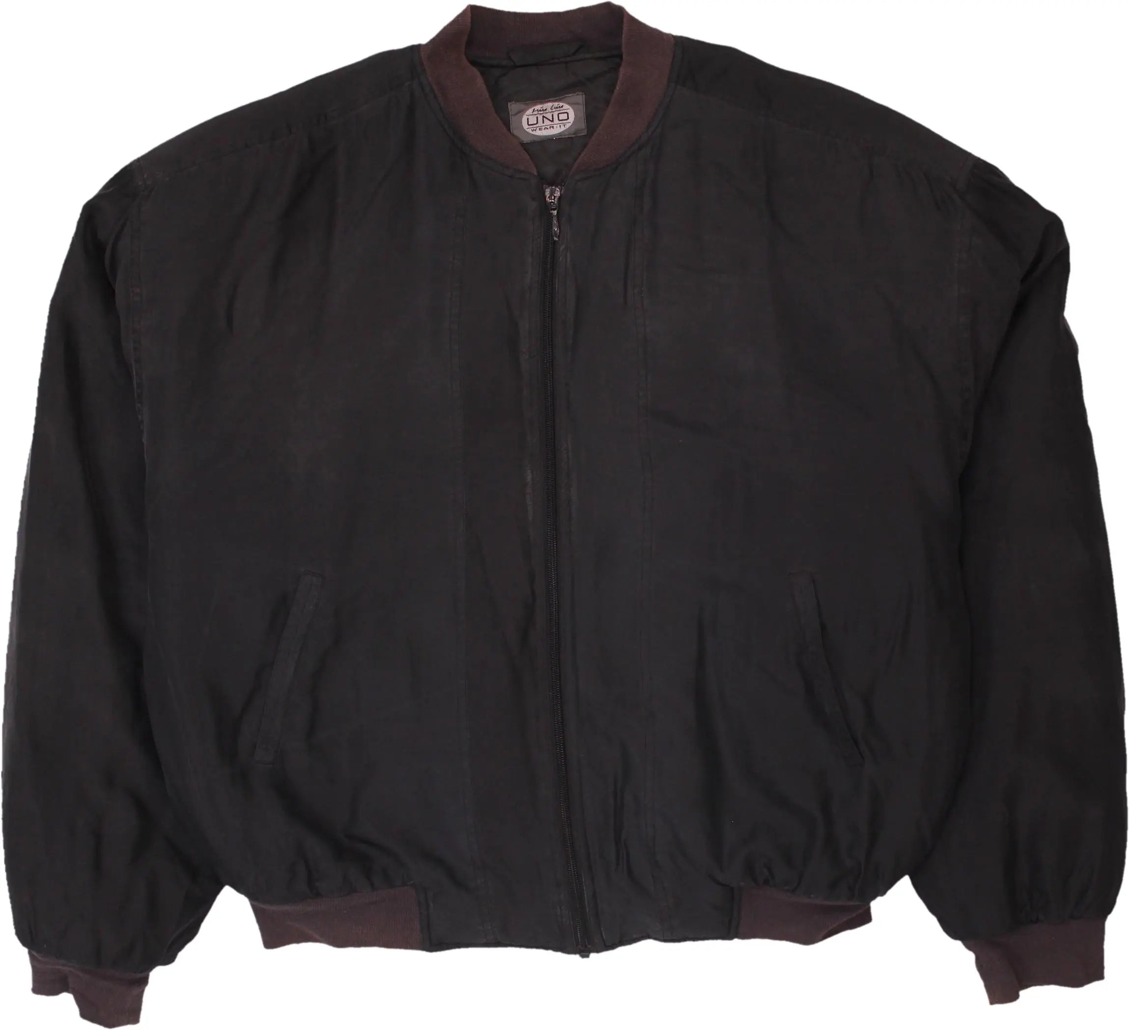 Uno - Vintage 100% Silk Bomber Jacket with Shoulder Pads- ThriftTale.com - Vintage and second handclothing