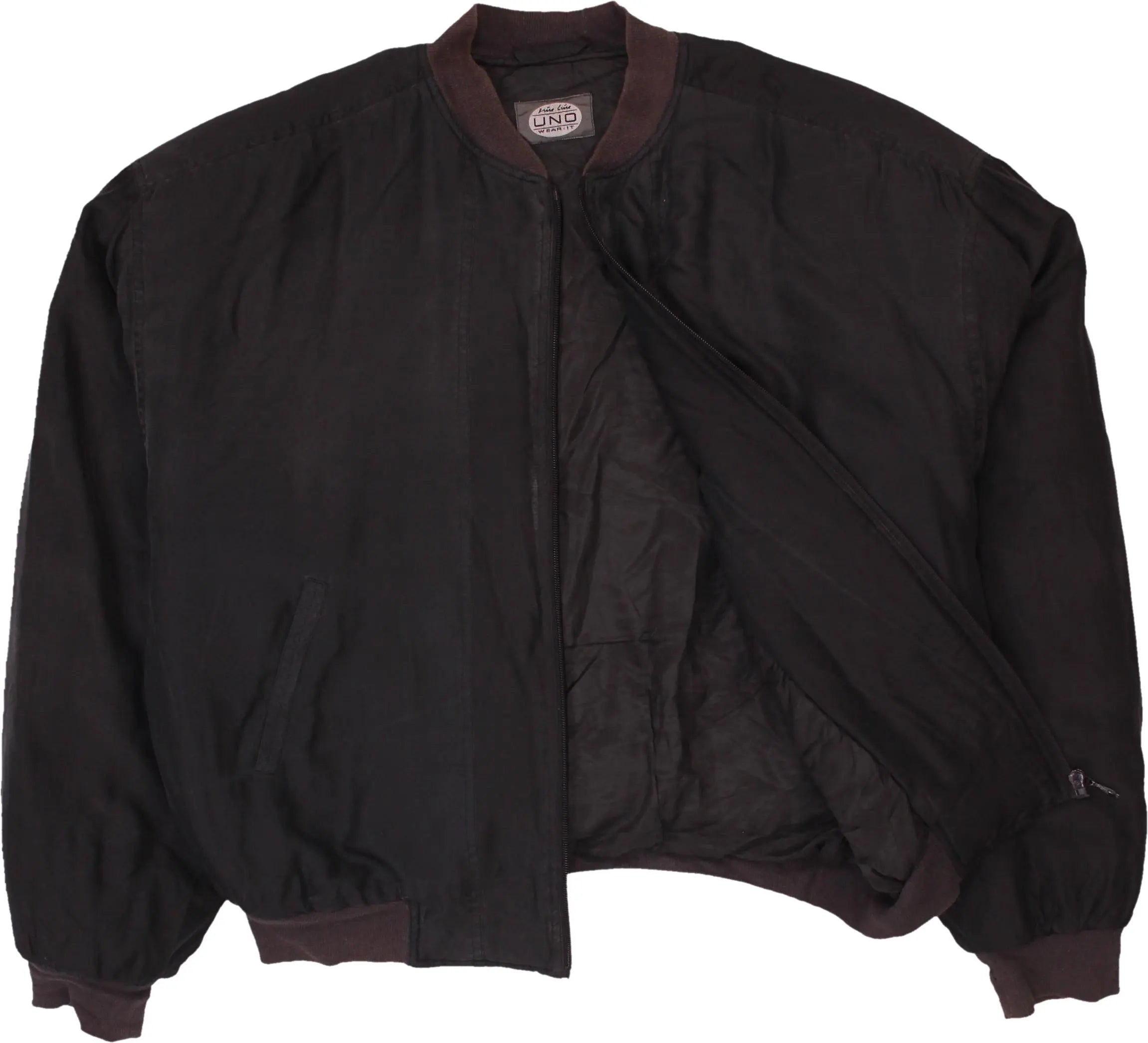 Uno - Vintage 100% Silk Bomber Jacket with Shoulder Pads- ThriftTale.com - Vintage and second handclothing