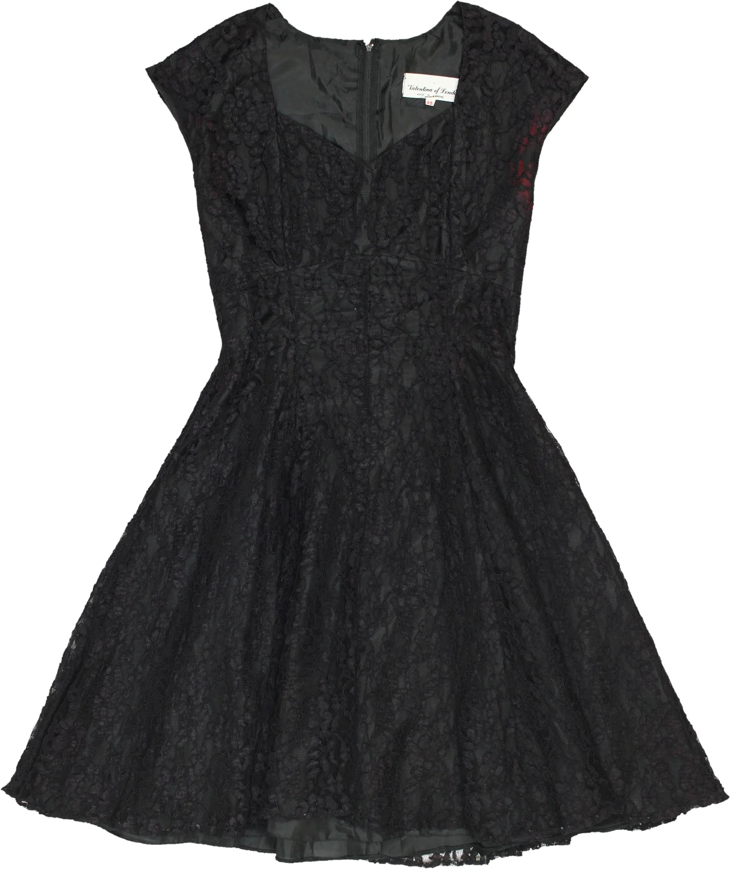 Valentina of London - Black Lace Dress- ThriftTale.com - Vintage and second handclothing