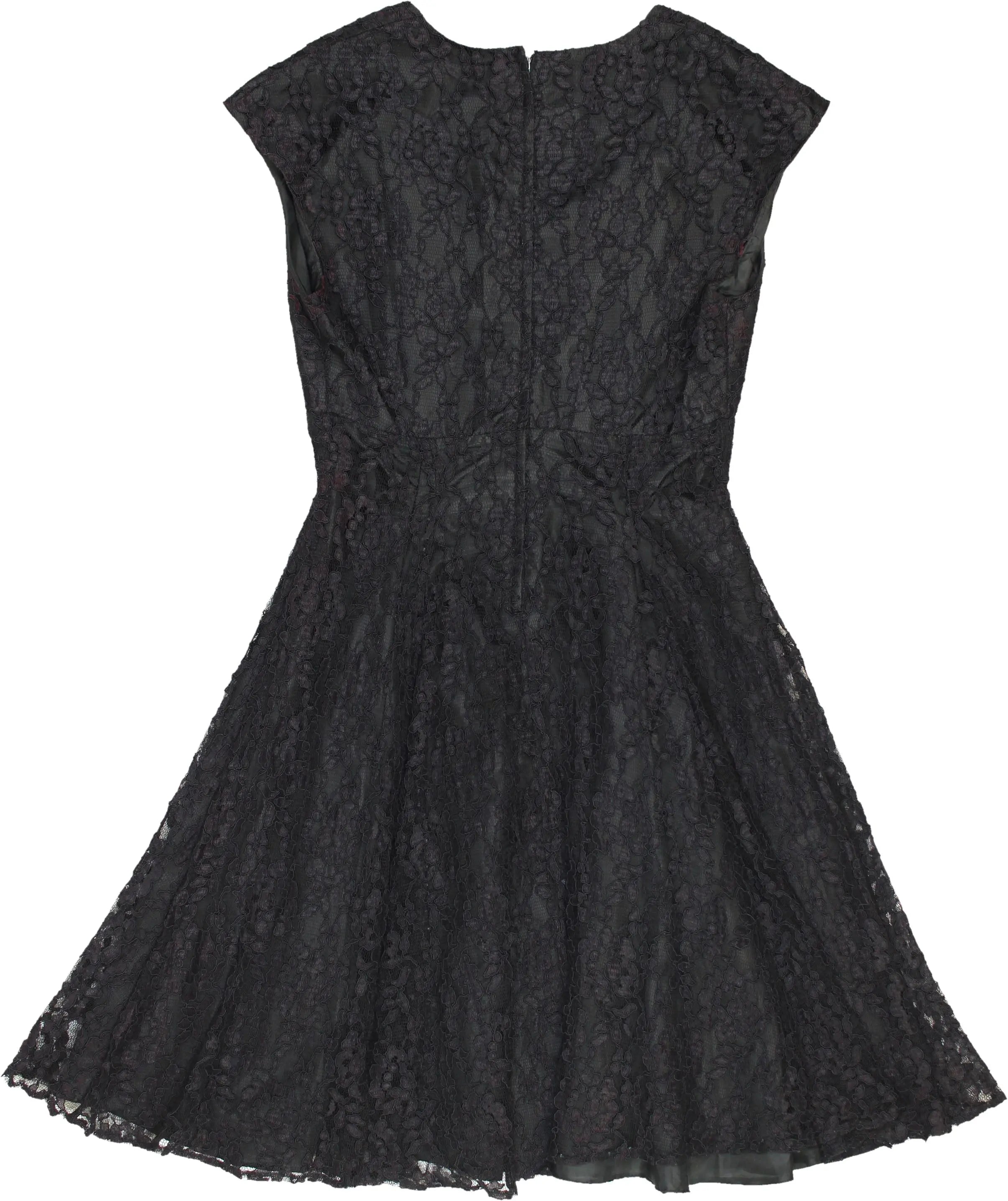 Valentina of London - Black Lace Dress- ThriftTale.com - Vintage and second handclothing