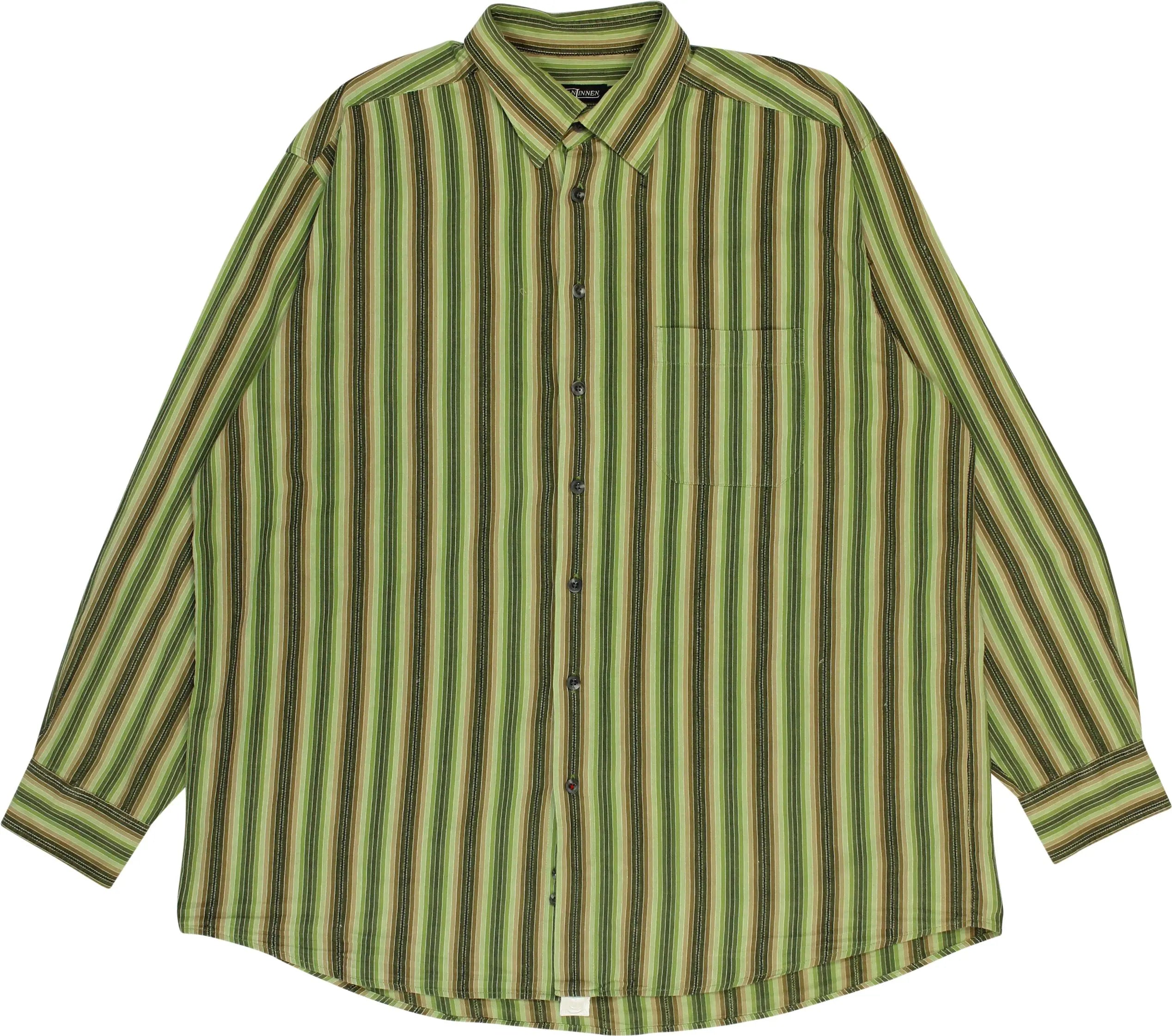 Van Linnen - Green Striped Shirt- ThriftTale.com - Vintage and second handclothing