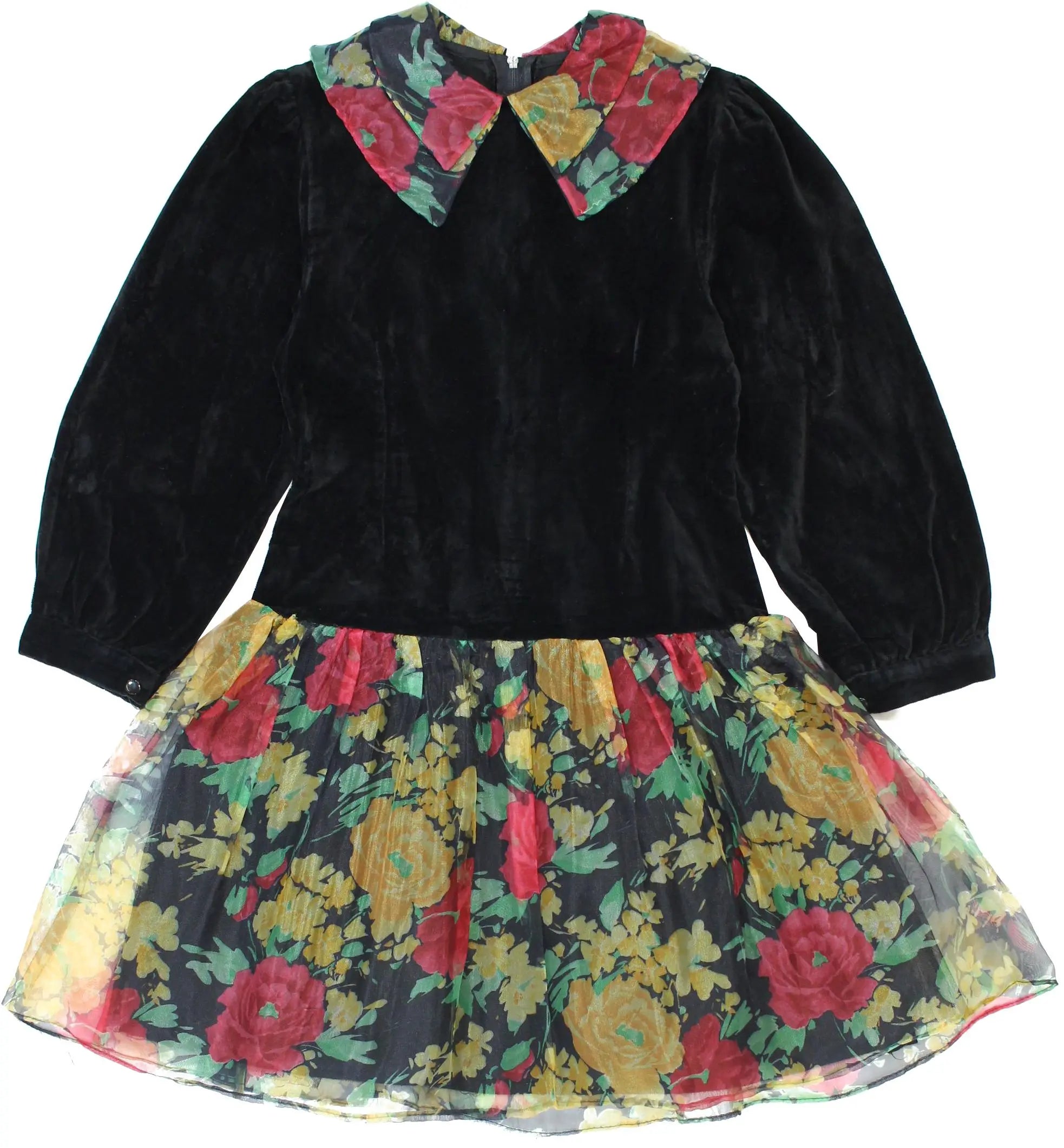 Vanna - Black Velvet Dress- ThriftTale.com - Vintage and second handclothing