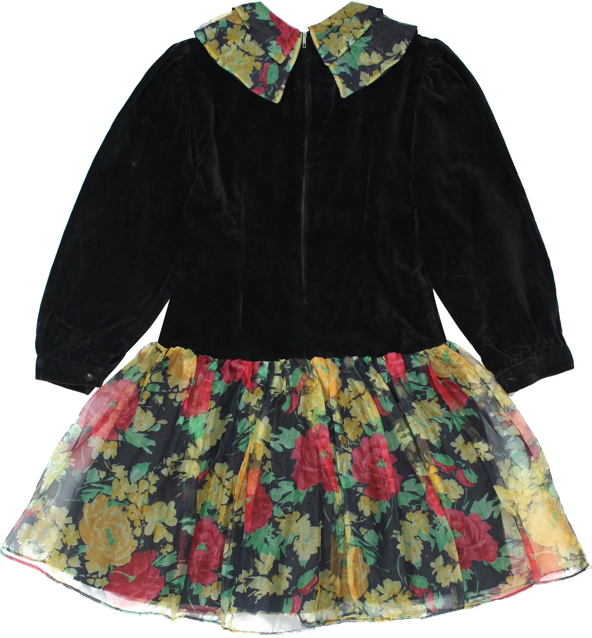 Vanna - Black Velvet Dress- ThriftTale.com - Vintage and second handclothing