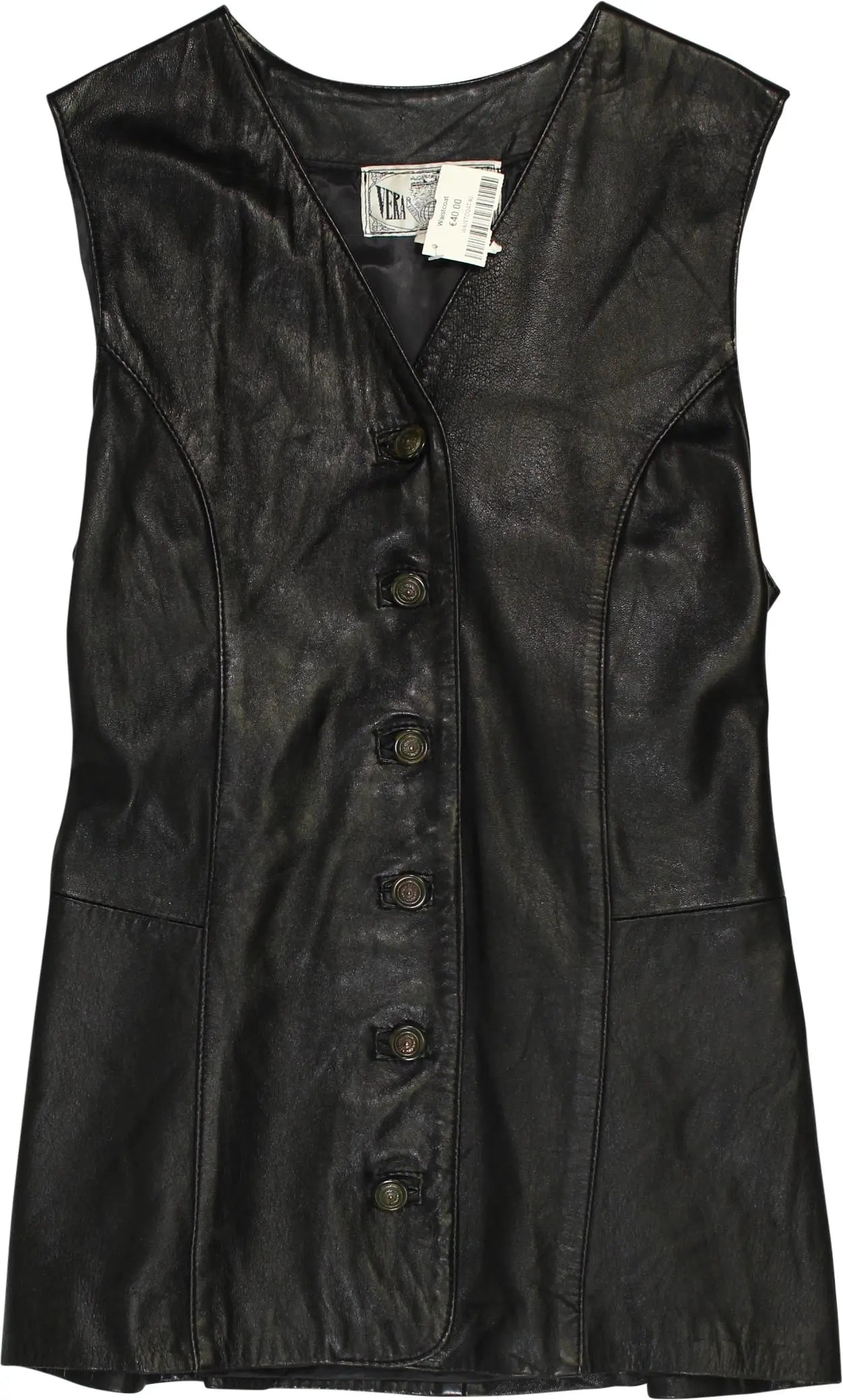 Vera Pelle - Leather Waistcoat- ThriftTale.com - Vintage and second handclothing